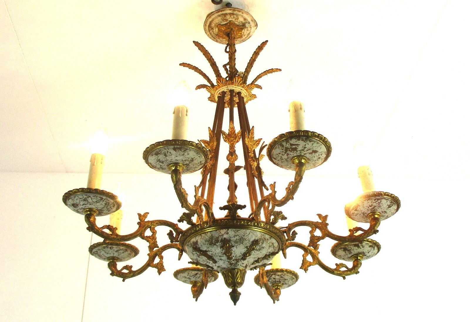 8 Arm Lights Chandelier Revival French Empire Bronze Doré Gilded Copper Stunning photo furniture