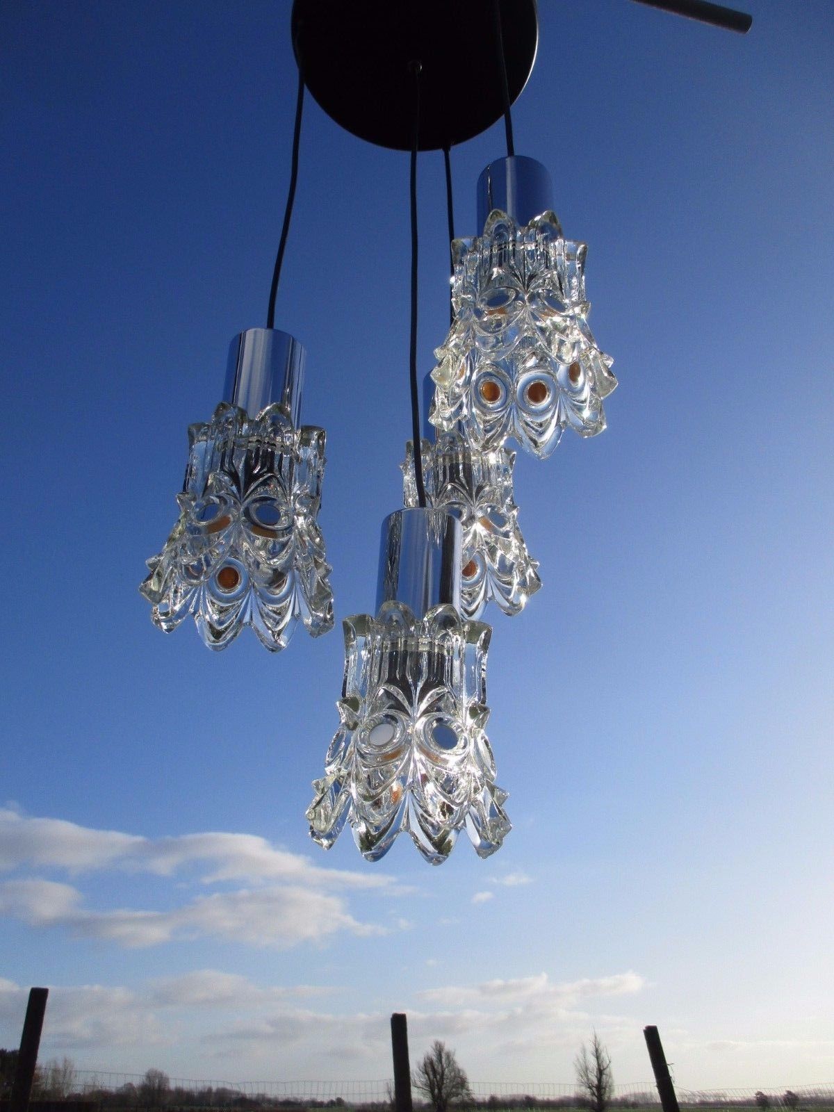 Raak Modern Mid Century Chandelier Crystal Chalice Shades Stunning Rare photo furniture