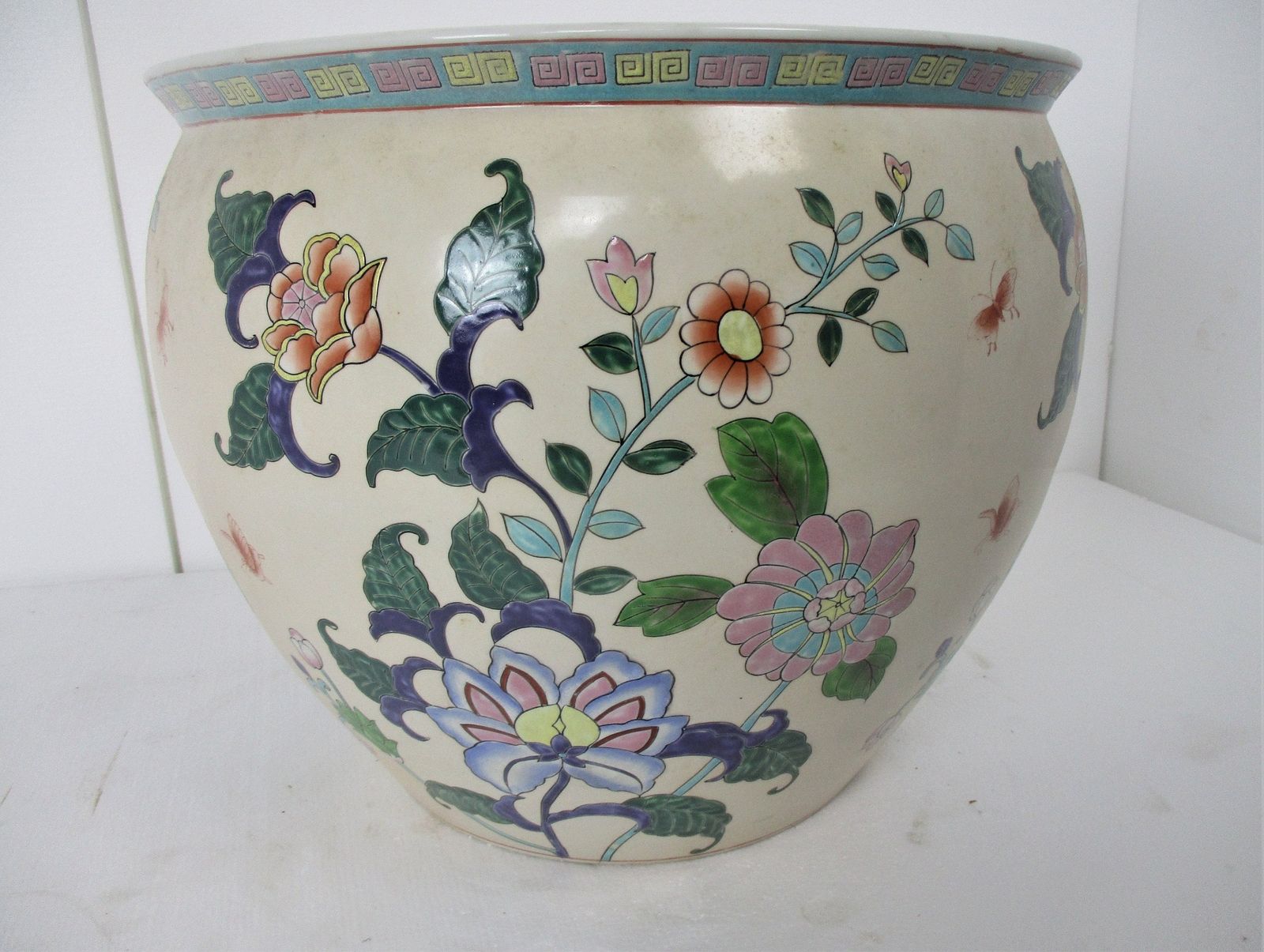 Xl Vintage Chinese Porcelain Koi Fish Bowl Planter Vase Cachepot Flowers  Stunni photo furniture