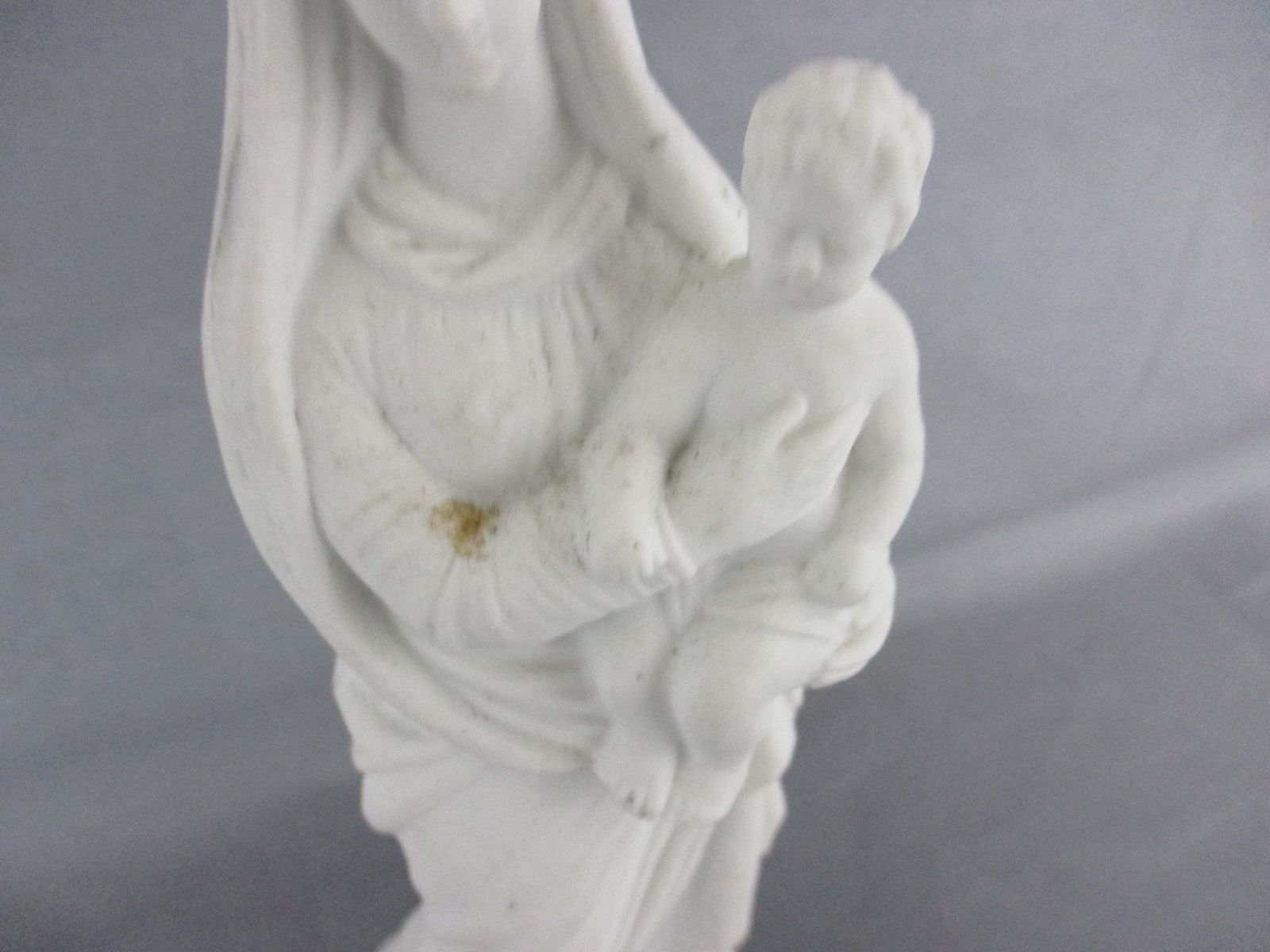 Antique Bisque Porcelain Statue Virgin Our Lady Mary Madonna With Infant Jesus G photo Art