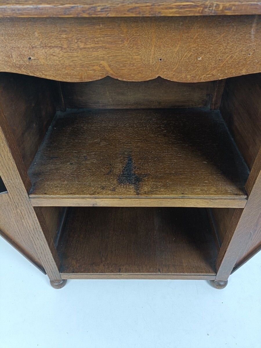 Antique Rare Art Deco Cabinet Desk Table Carved Wood Very Special Barn Farmhouse photo for sale