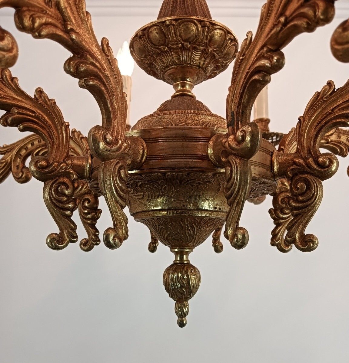 699.0 Ornate Chandelier Rococo Style Brass Spanish Gorgeous 8 Lights Vintage Fixture photo