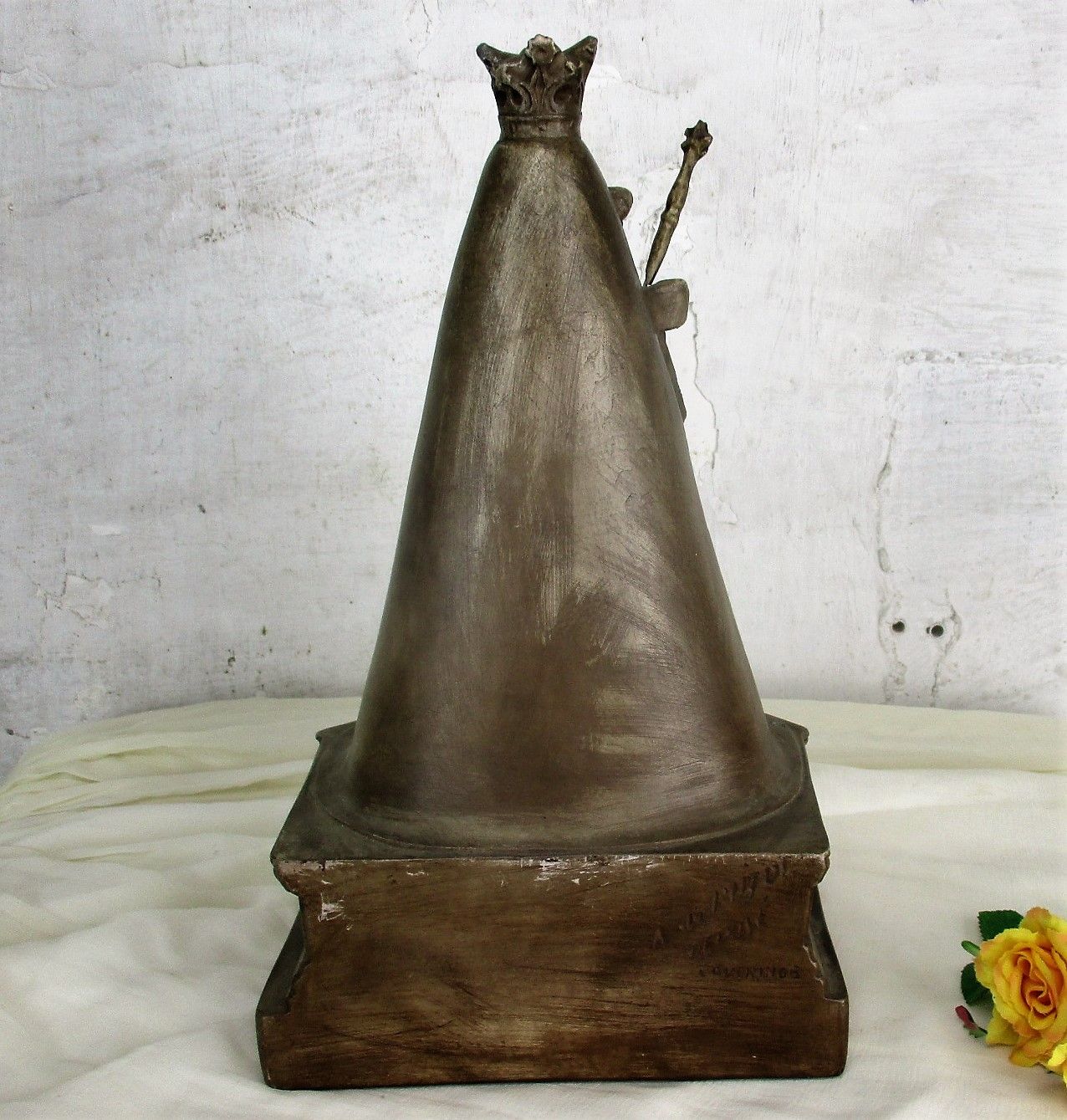 photo furniture Statue Our Lady Of Poperinge Saint Jan Infant Child Plaster Collector  Htf 14.5"