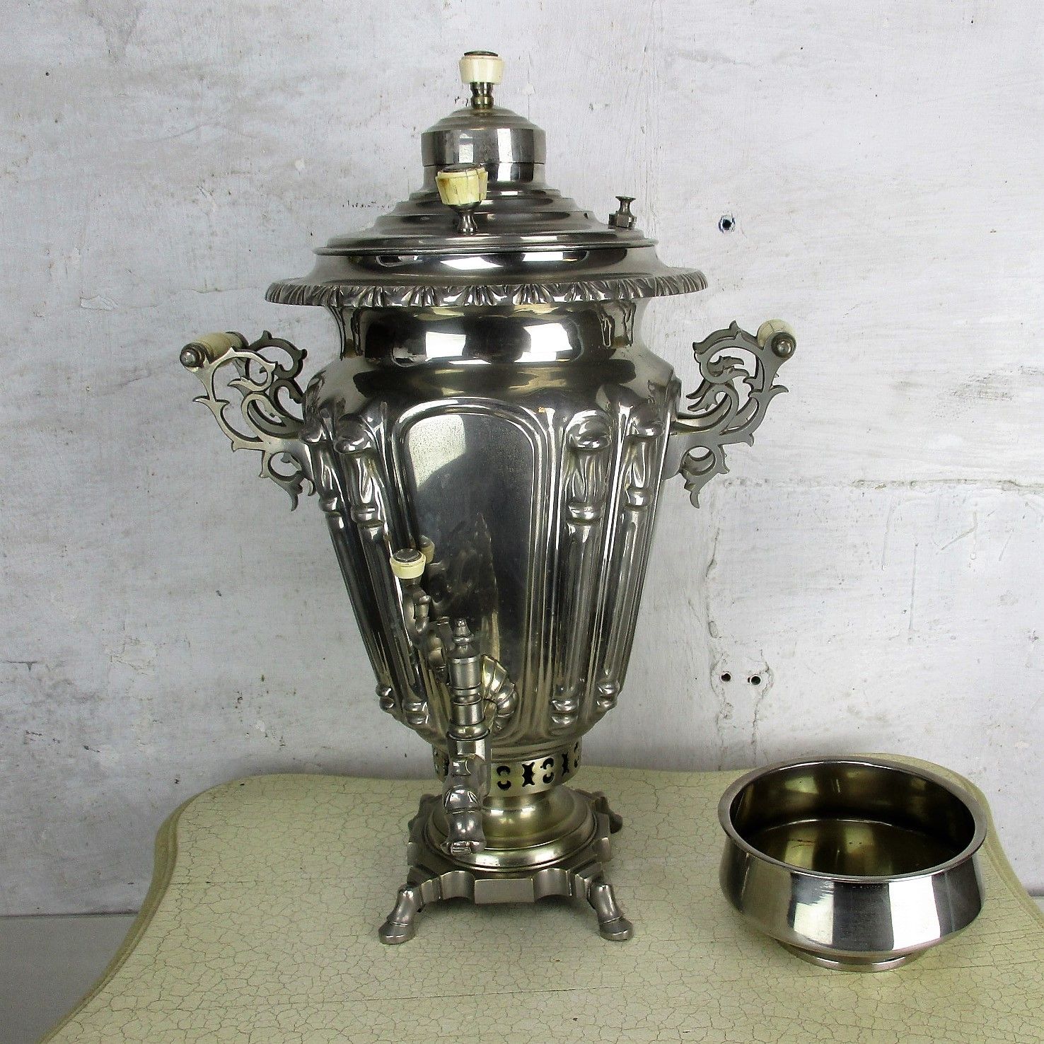 Antique Russian Large Imperial Conical Samovar Brothers Shemarin Tula Bowl  25" photo furniture