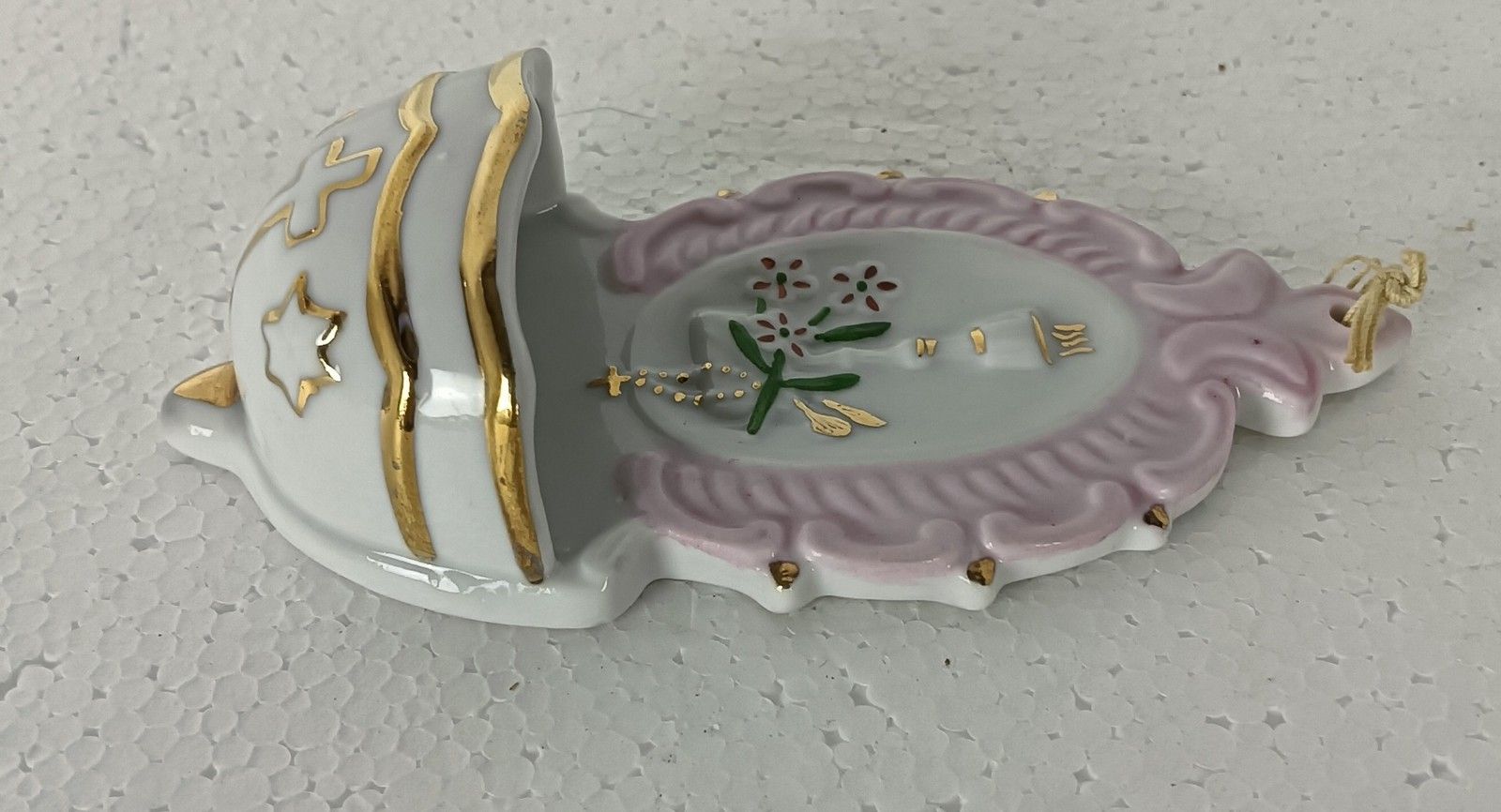 Sweet Little Antique Porcelain Holy Water Font Vessel Communion Wall Hanging photo buy