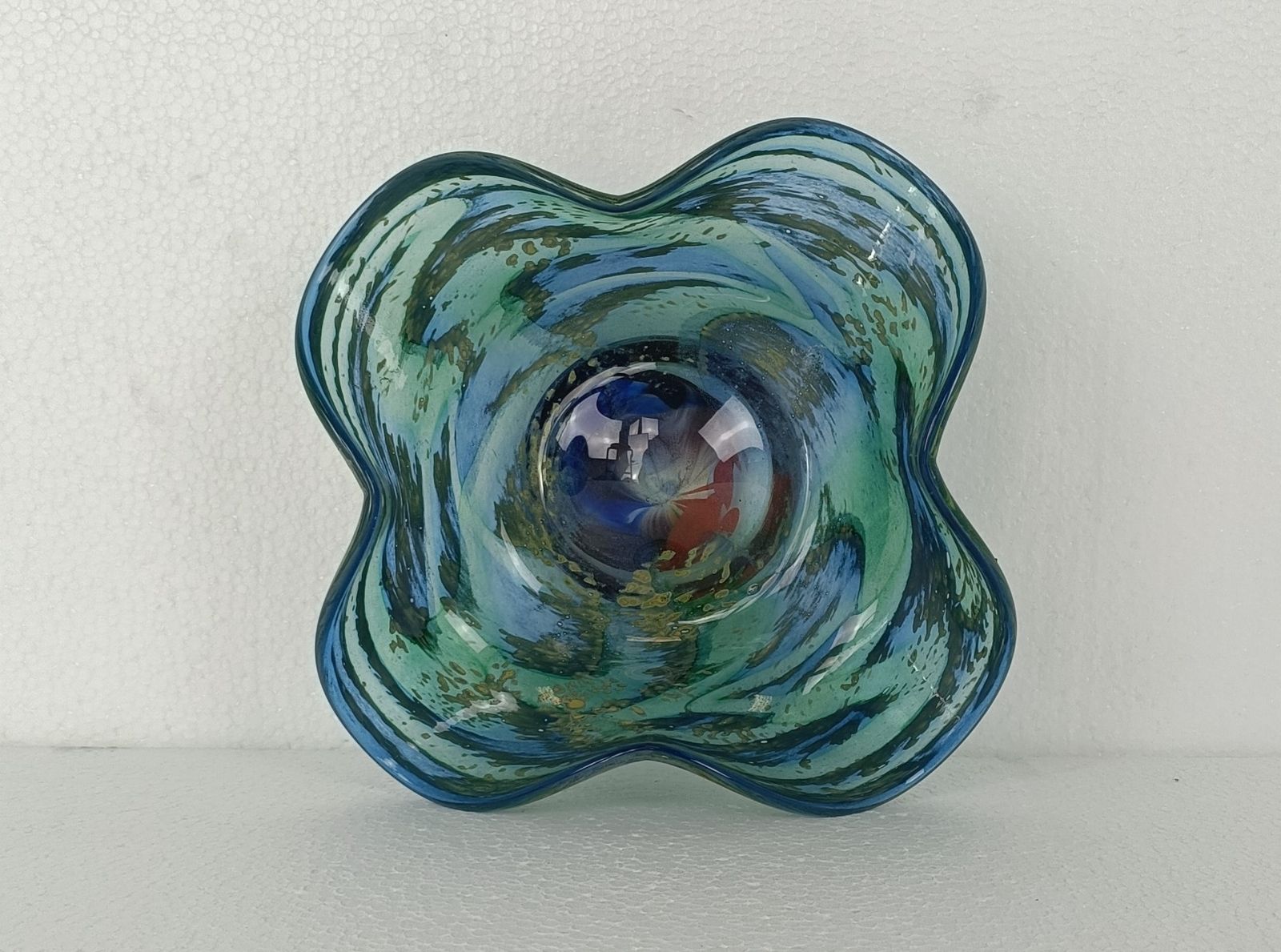 Art Glass Hand Blown Dish Centerpiece Murano Style Gorgeous Very Rare photo furniture