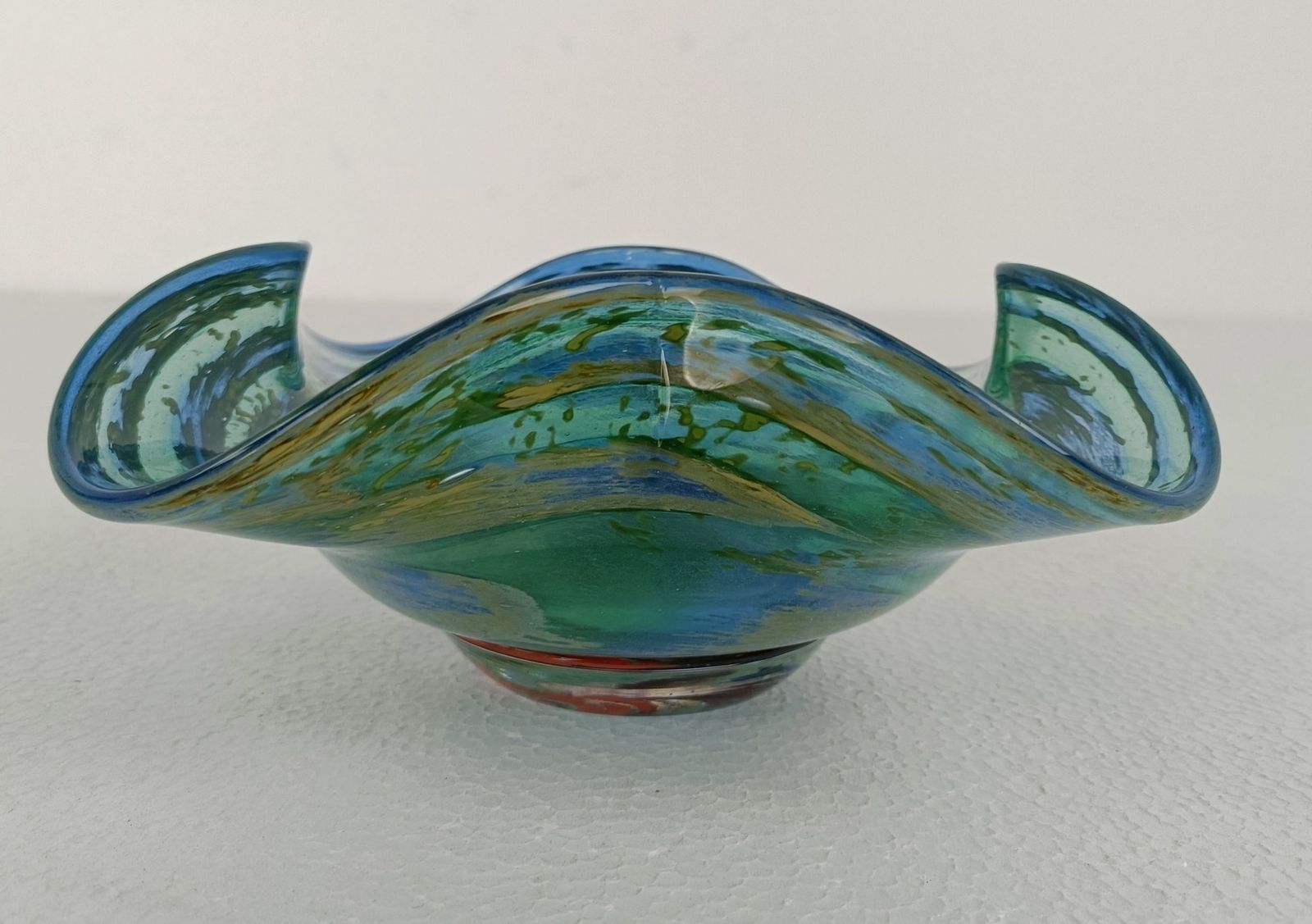 Art Glass Hand Blown Dish Centerpiece Murano Style Gorgeous Very Rare photo 202.0