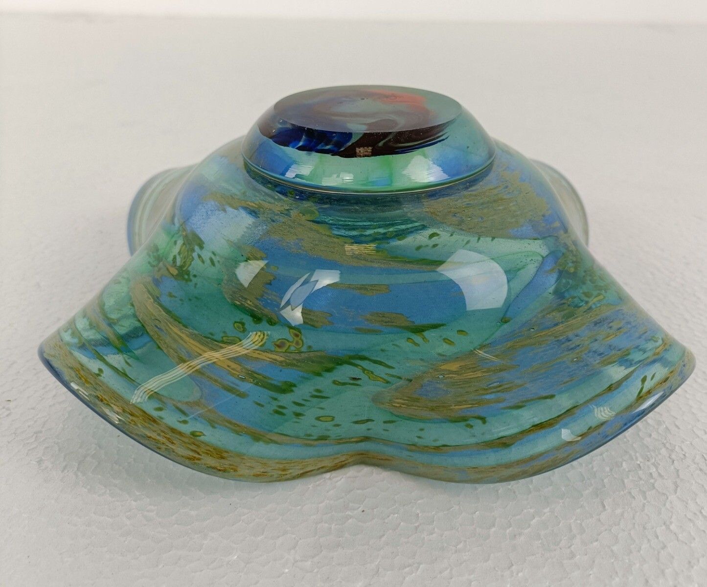 Art Glass Hand Blown Dish Centerpiece Murano Style Gorgeous Very Rare photo buy