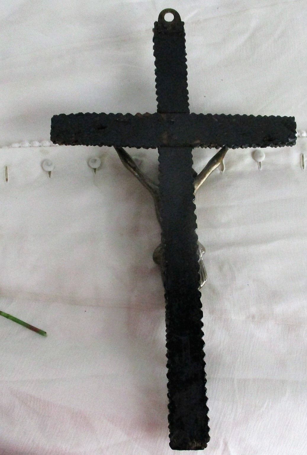 Tramp Trench Tramp Folk Art Hanging Hand Carved Wooden Crucifix Spelter 1939 photo vinterior