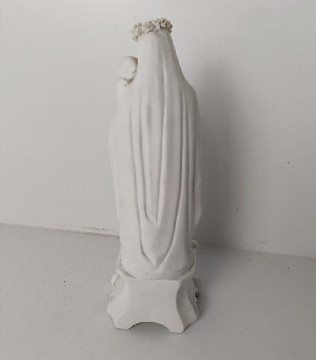 Antique 1900 Bisque Statue Virgin Mary Our Lady Madonna Infant Jesus Exquisite F photo vinterior