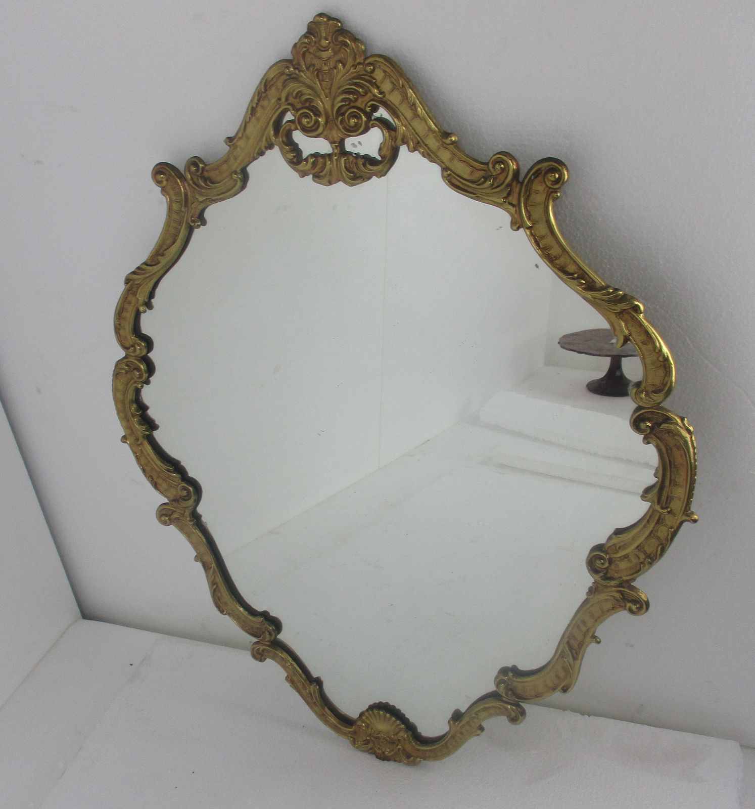 Large Gorgeous Mirror Brass Frame Vintage Hallway Bathroom Vanity photo furniture