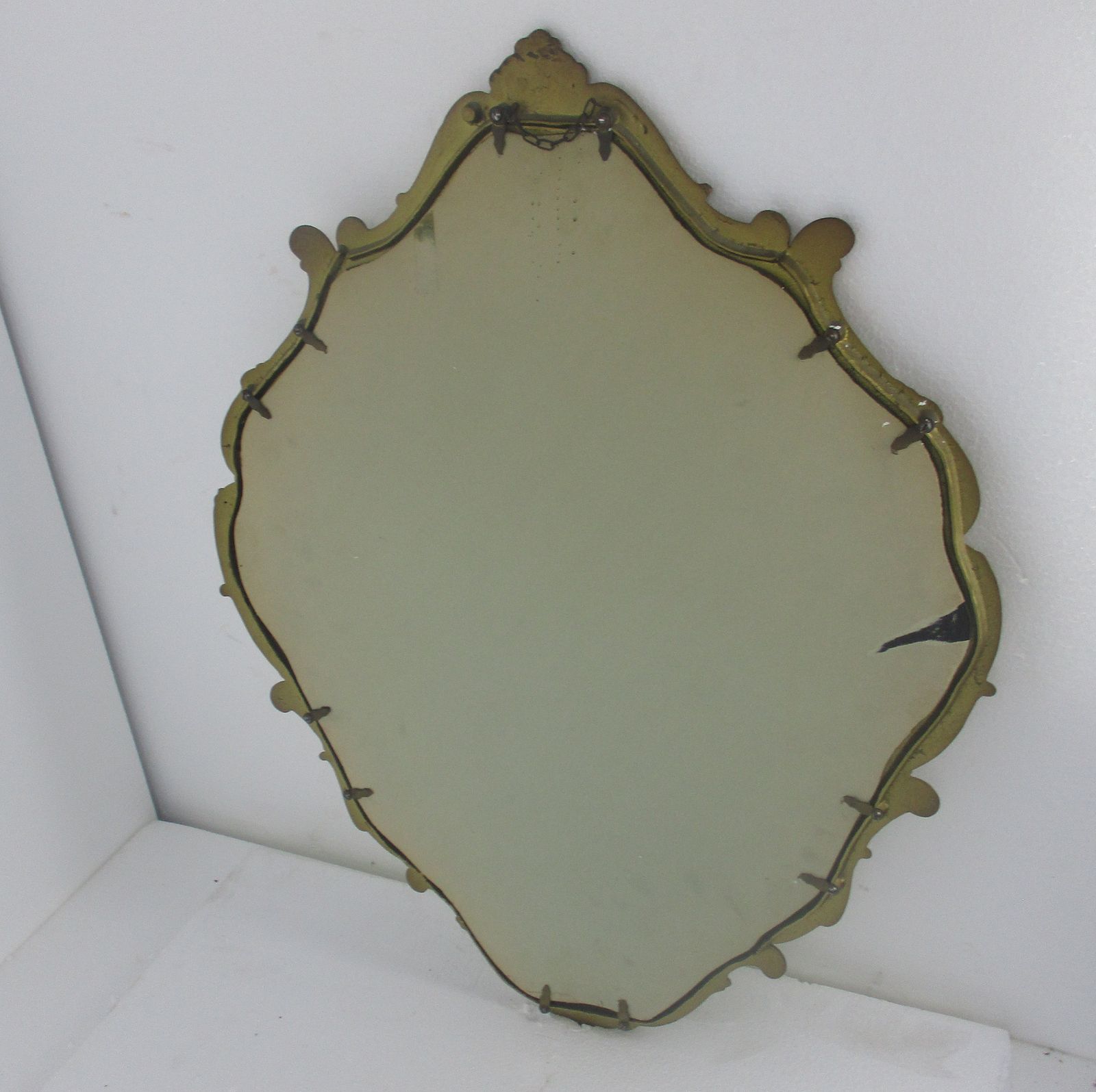 Large Gorgeous Mirror Brass Frame Vintage Hallway Bathroom Vanity photo buy