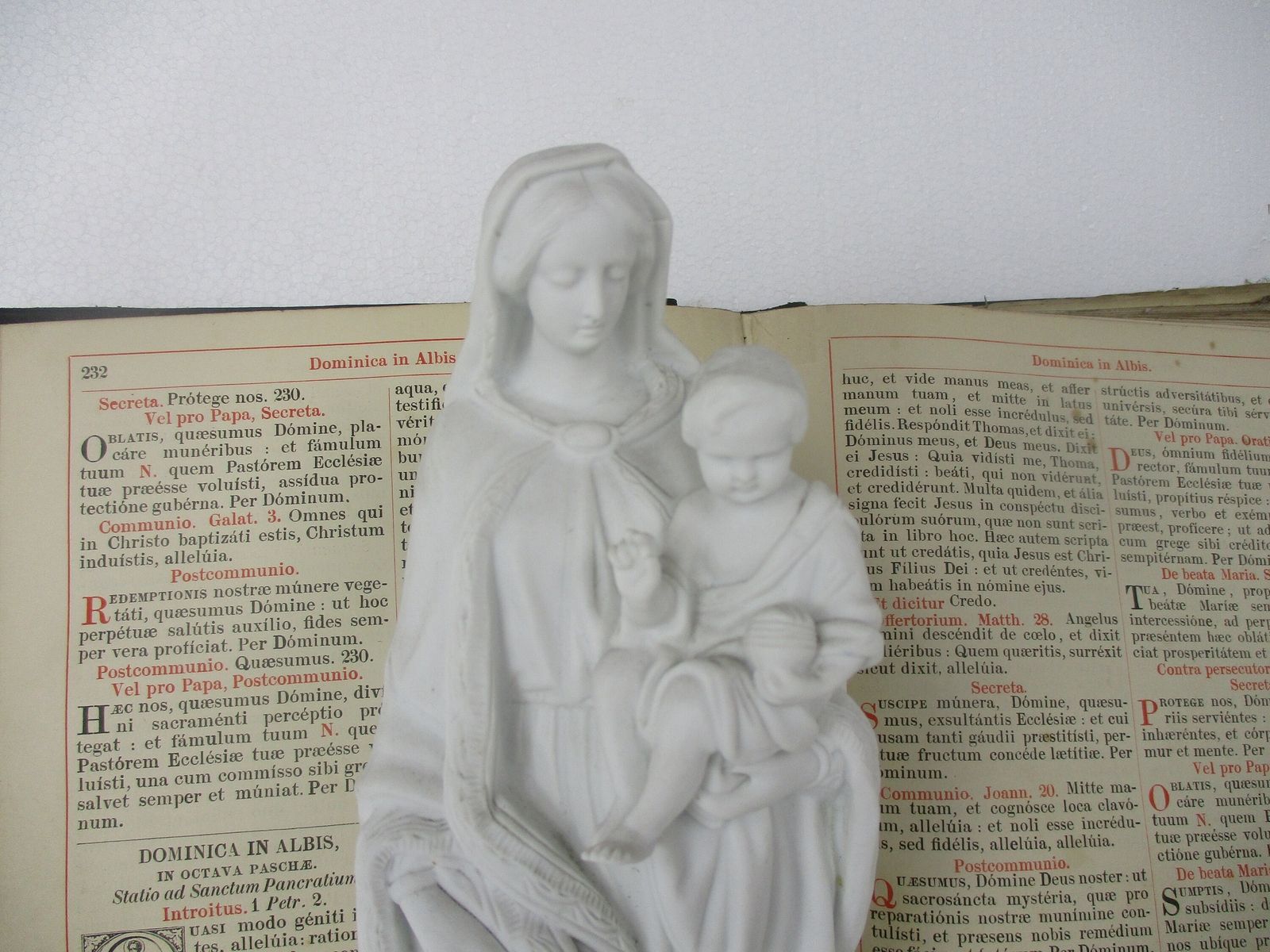 Antique Bisque Porcelain Statue Virgin Our Lady Mary Infant Child Exquisite Gorg photo furniture