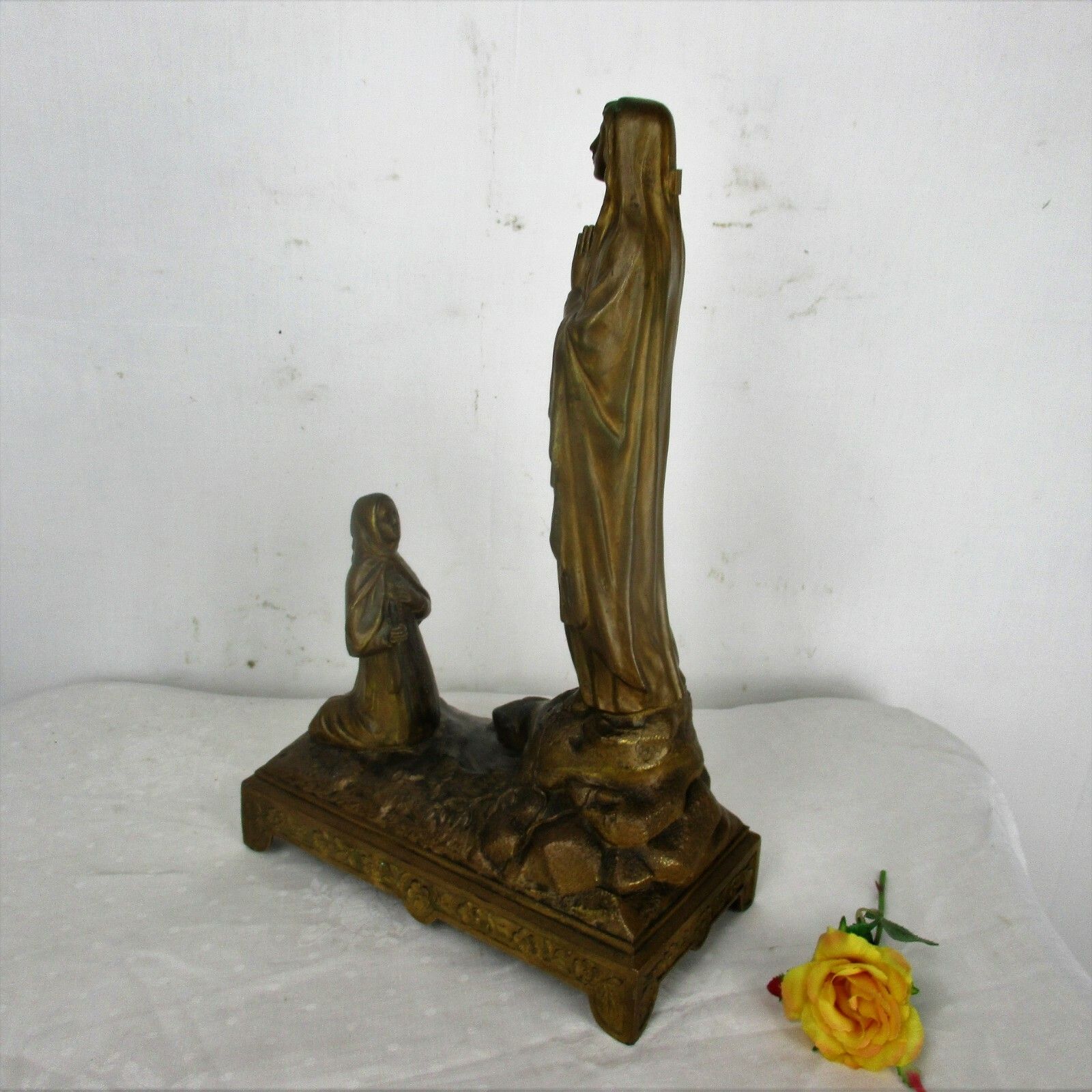 Large Art Nouveau Notre Dame De  Lourdes Music Box Virgin Mary St Bernadette photo for sale