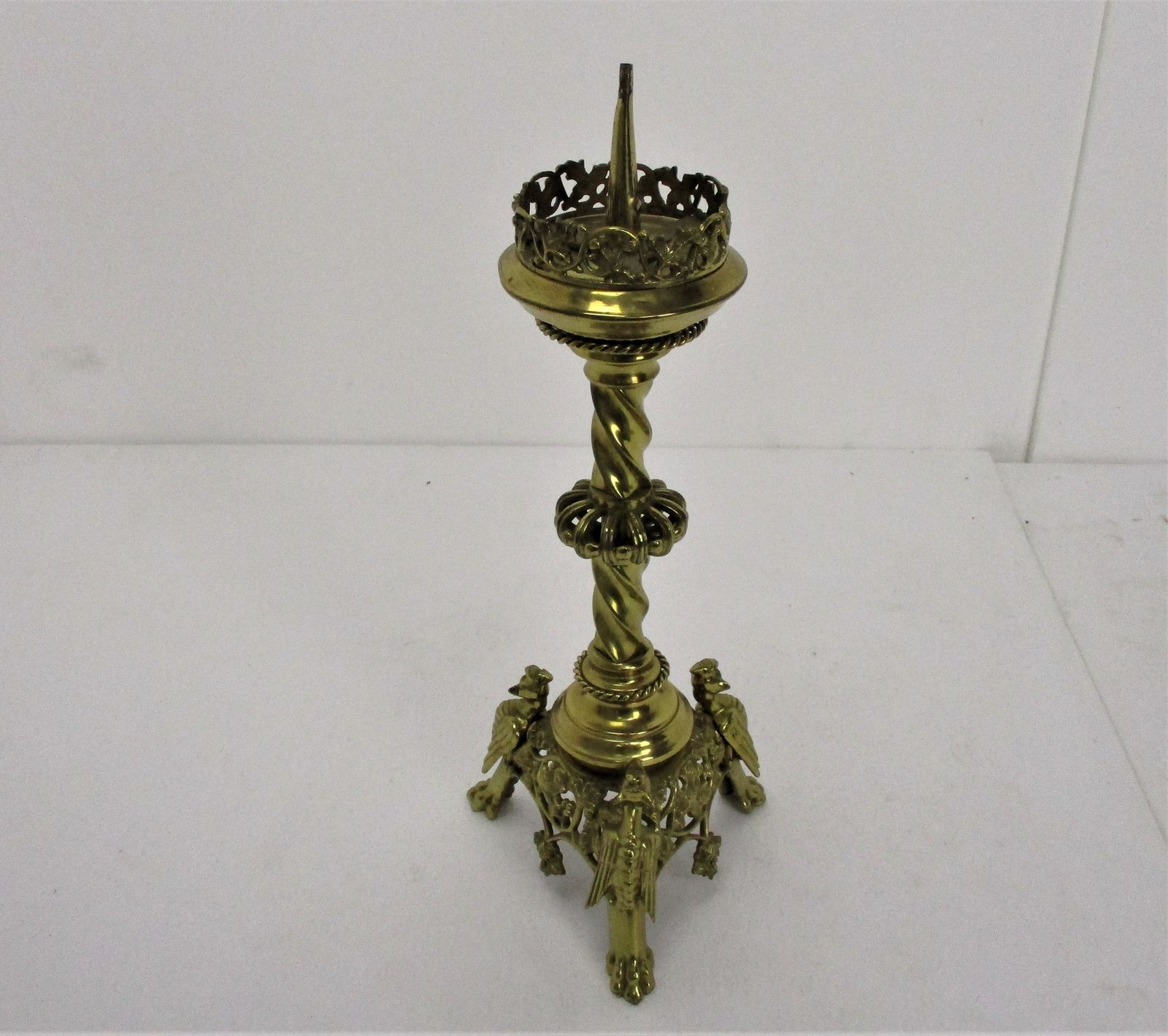 Gothic Large Candle Holder Candlestick Church Altar Brass Gargoyles Birds Dragon photo furniture