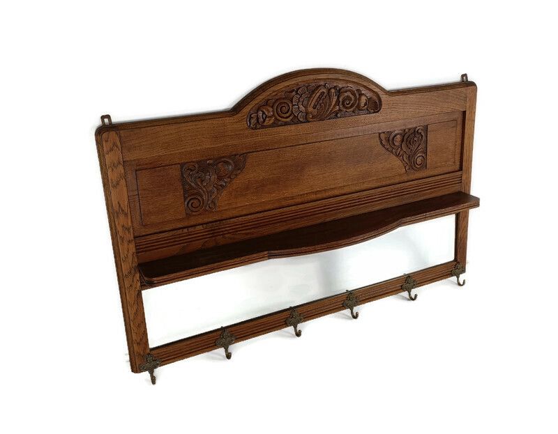 Stunning Art Deco Antique Large Coat Rack Hat Rack Clothing Hand Carved Wood Bev