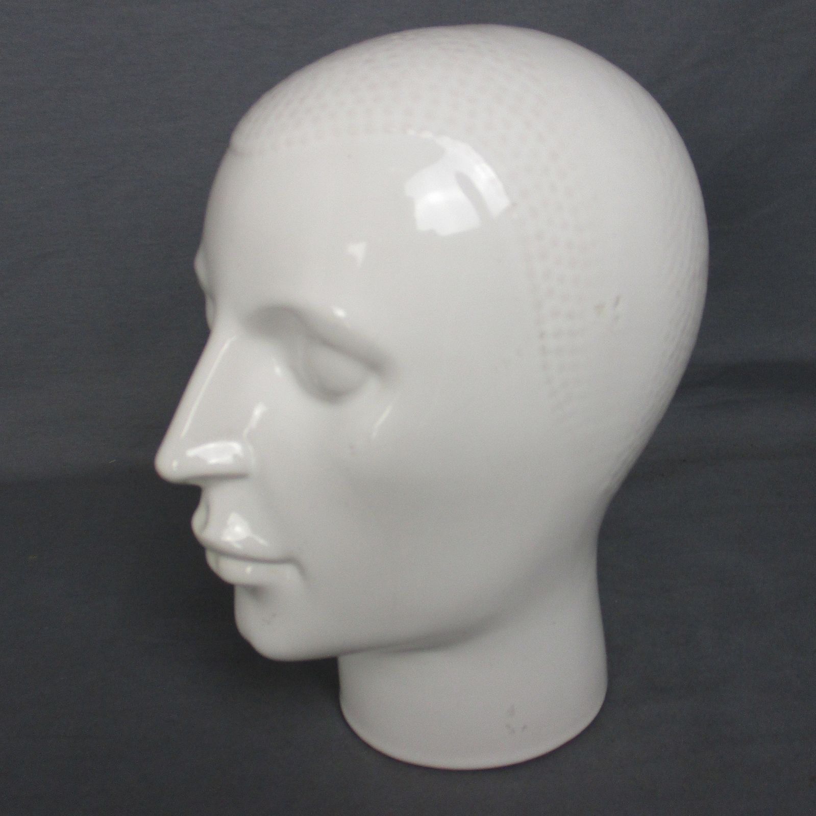 Vintage White Ceramic Display Female  Mannequin Head Vanity Display Model photo vinterior
