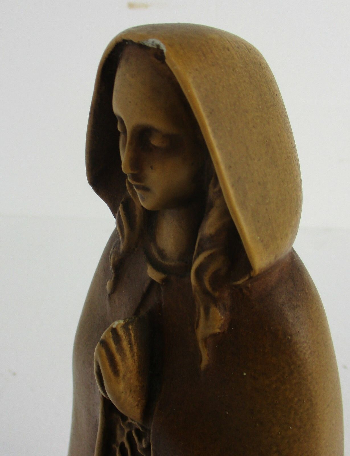 Art Deco Our Lady Madonna  Statue Plaster Virgin Mary Infant Htf Signed photo 115.0