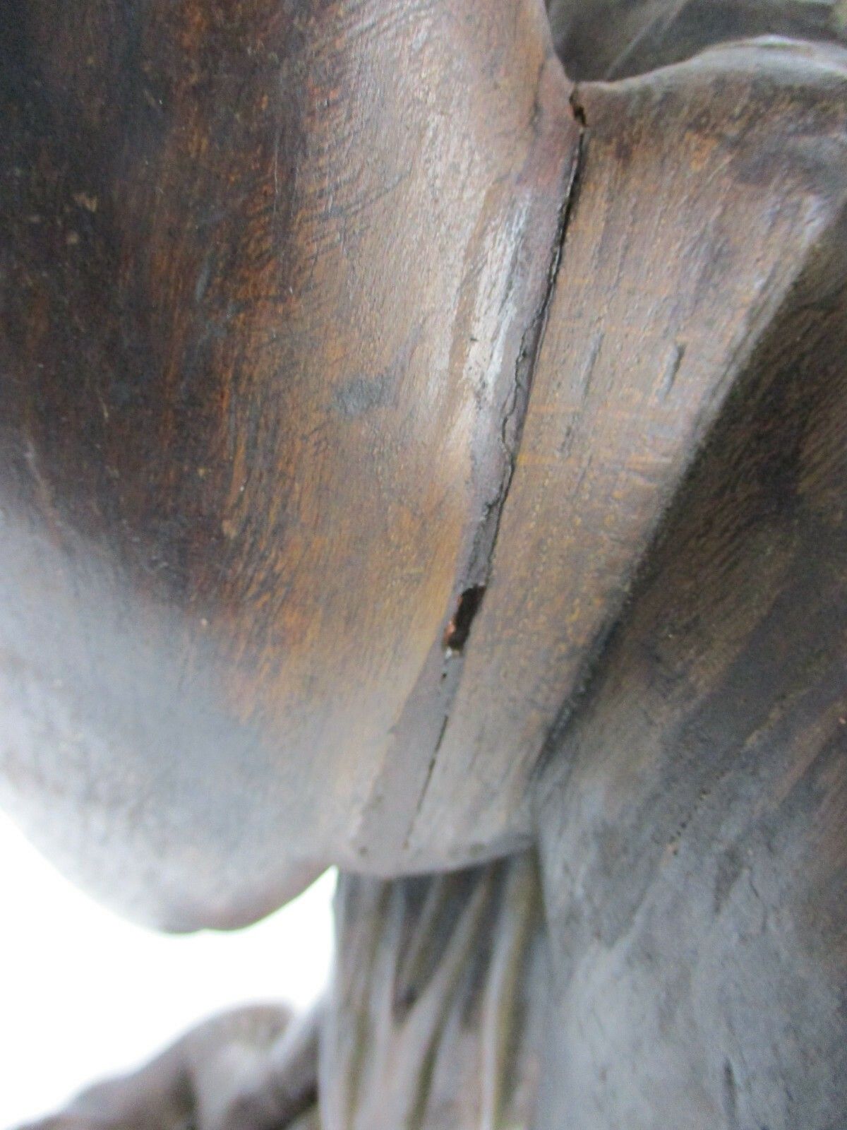 Statue  Archangel Guardian Michael Slaying The Dragon Antique Hand Carved Wood photo buy