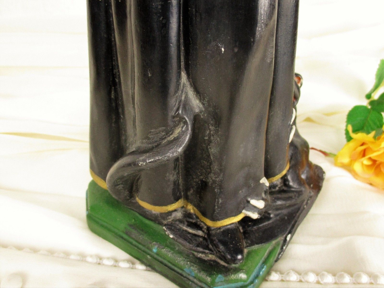 Antique Statue Saint Santo Gerard Santo Majella Dragon Plaster Priest Gothic Htf photo vintage