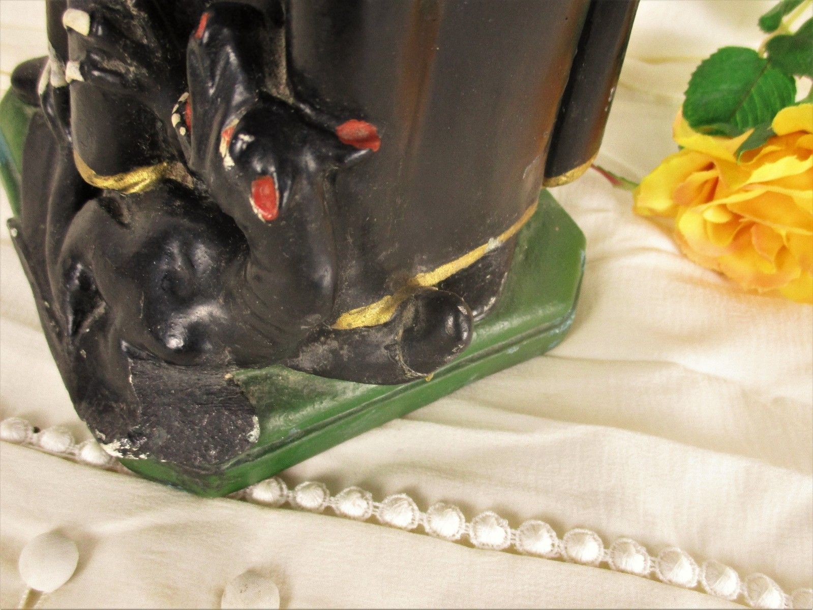 photo furniture Antique Statue Saint Santo Gerard Santo Majella Dragon Plaster Priest Gothic Htf