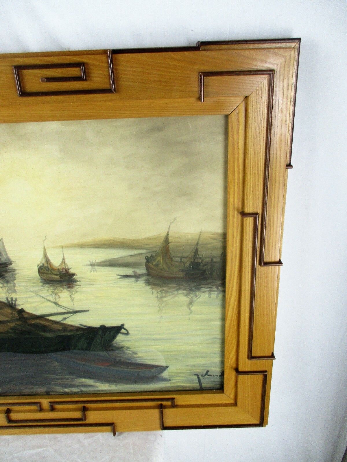 Xl Aquarel Signed Jos Idserda  Sailing Marine  Ornate Decorative Frame  Wood Wow photo vinterior