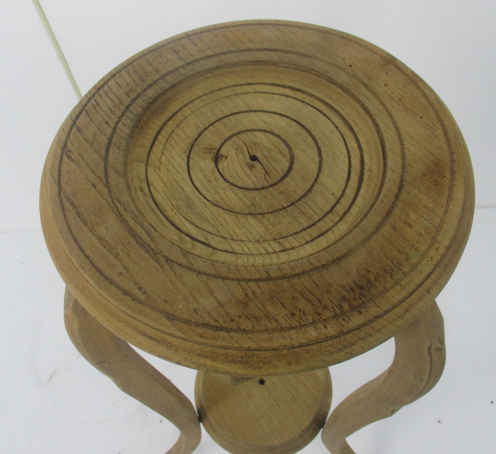 Sand Blasted Wooden Ornate  Side Display Table Pedestal Plant Stand Two Tier photo for sale