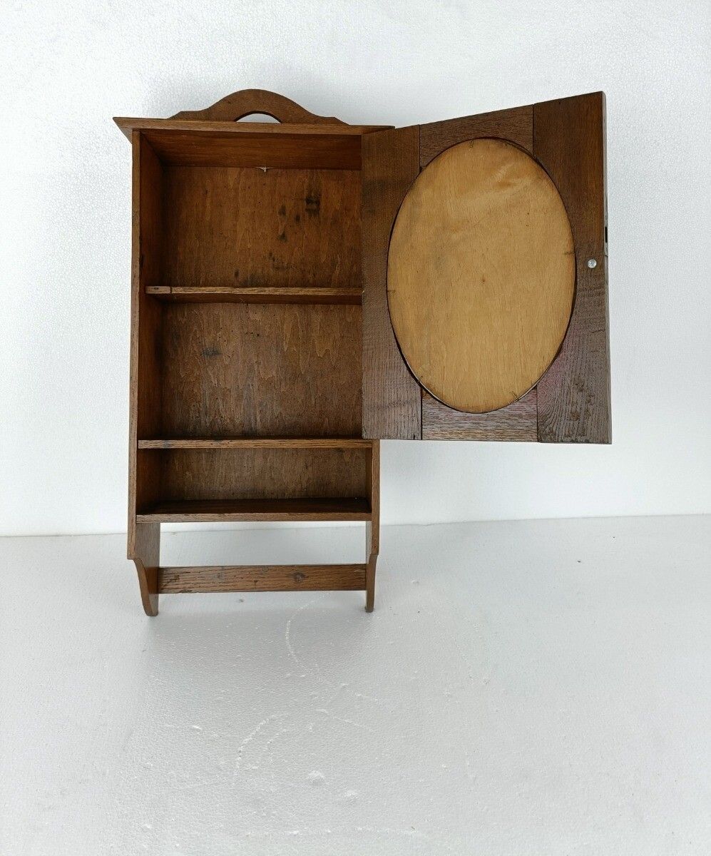 Art Deco Kitchen Apothecary Medicine Bathroom Cabinet Oval Mirror photo vinterior