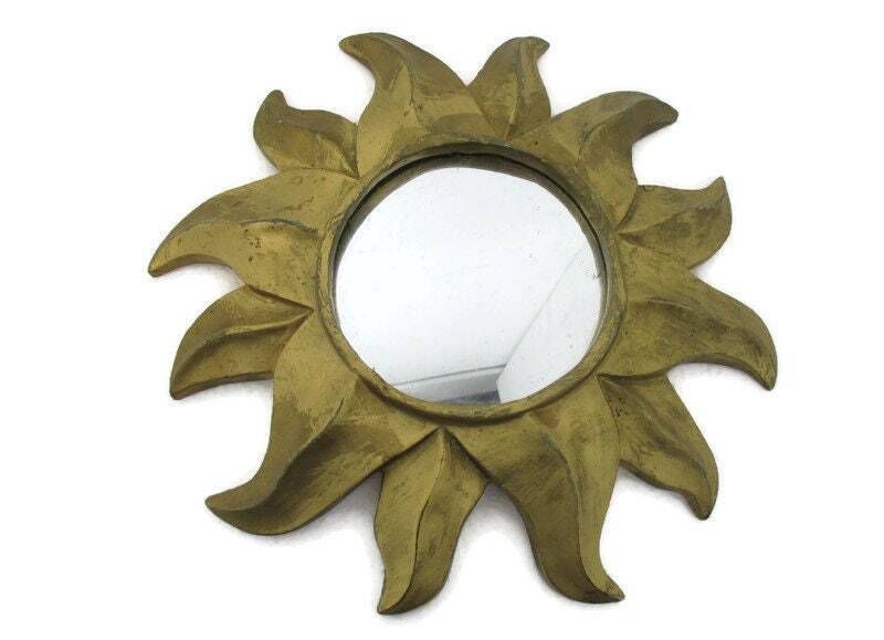 Small Sunburst Starburst Wall Glass Mirror Mid Century Modernist Resin Pop Art