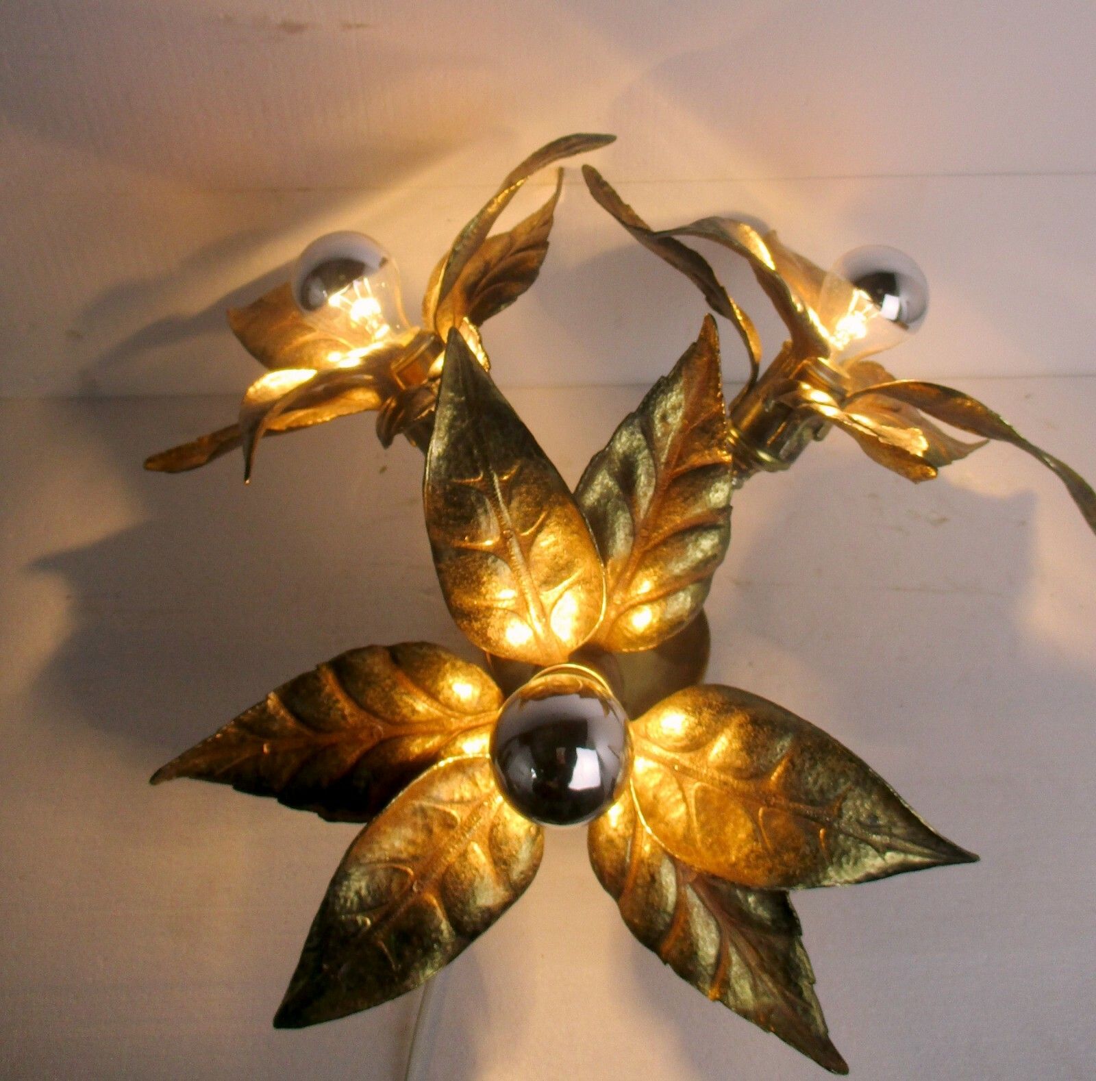 Willy Daro Design Wall Ceiling Sconce Light Modernist  Gold Leafs Plafonnière photo 1187.0