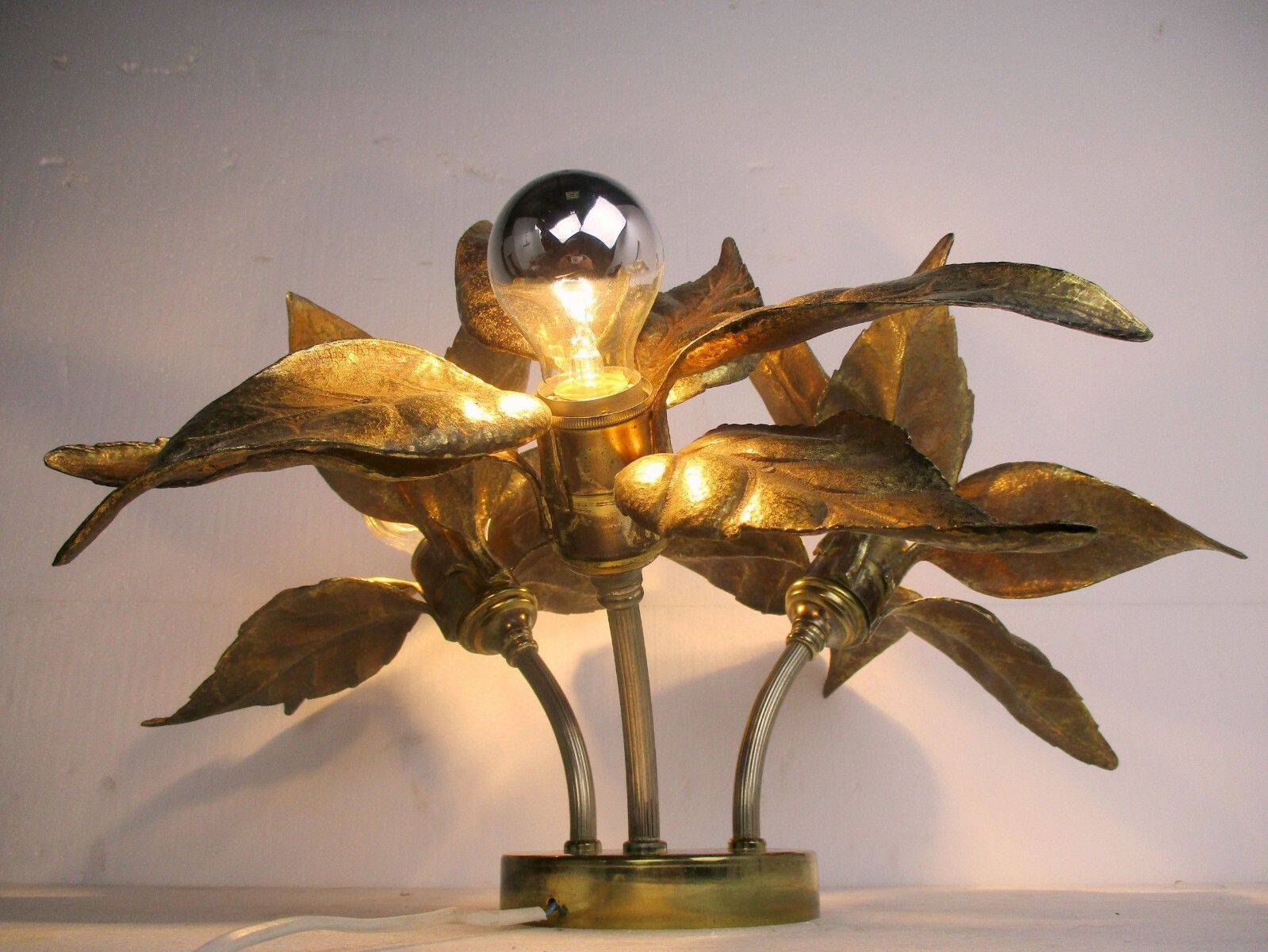 Willy Daro Design Wall Ceiling Sconce Light Modernist  Gold Leafs Plafonnière photo vinterior