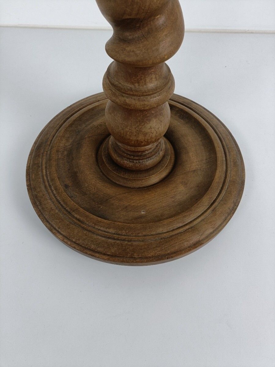 Hand Carved Wood Barley Twist Pedestal Display Side Table Plant Stand Barn Count photo Furniture