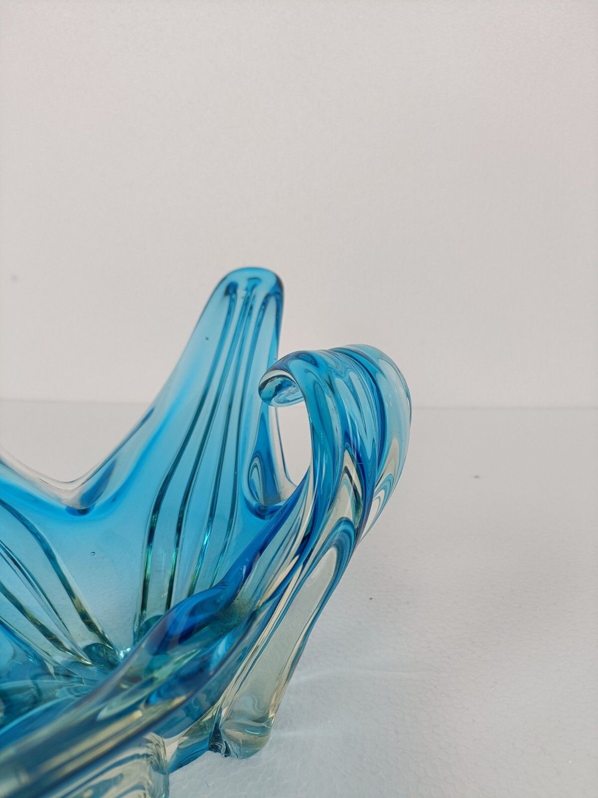 Italian Blue Clear Bowl Dish Centerpiece Murano Seguso Art Glass Stunning Wow photo buy