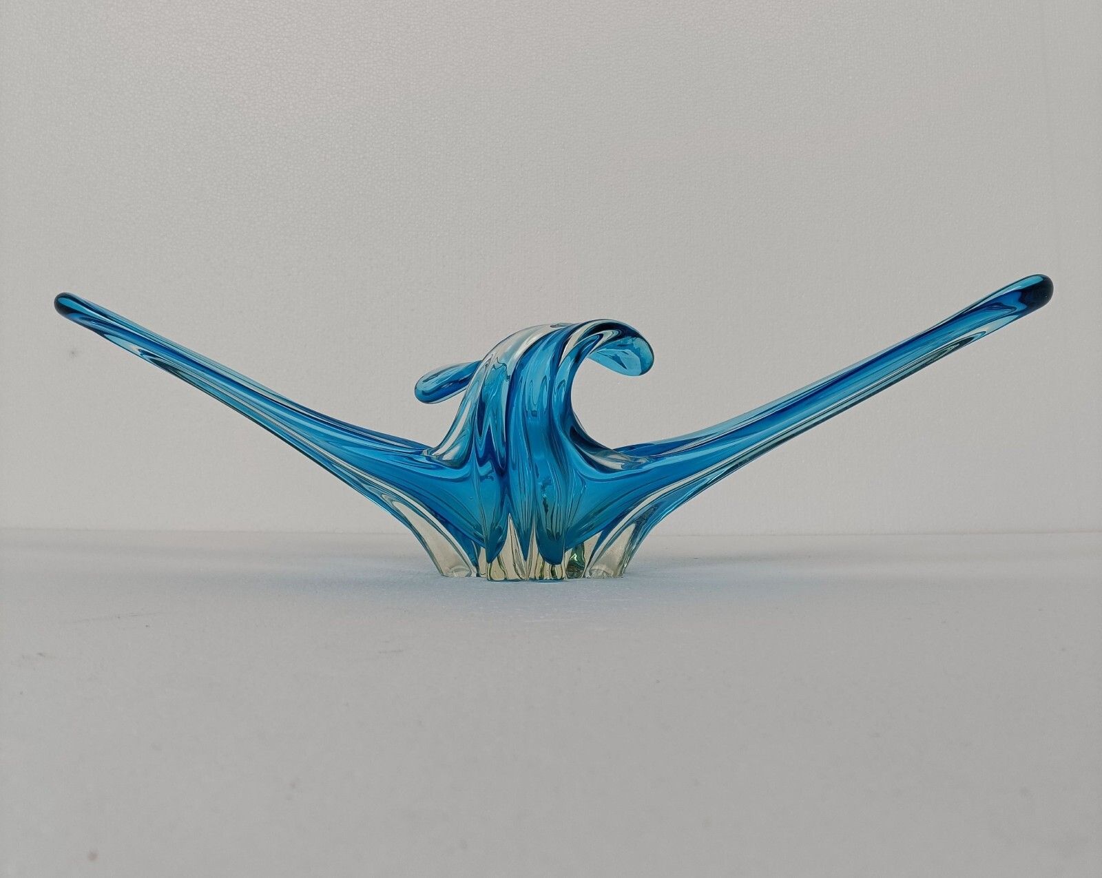 photo furniture Italian Blue Clear Bowl Dish Centerpiece Murano Seguso Art Glass Stunning Wow
