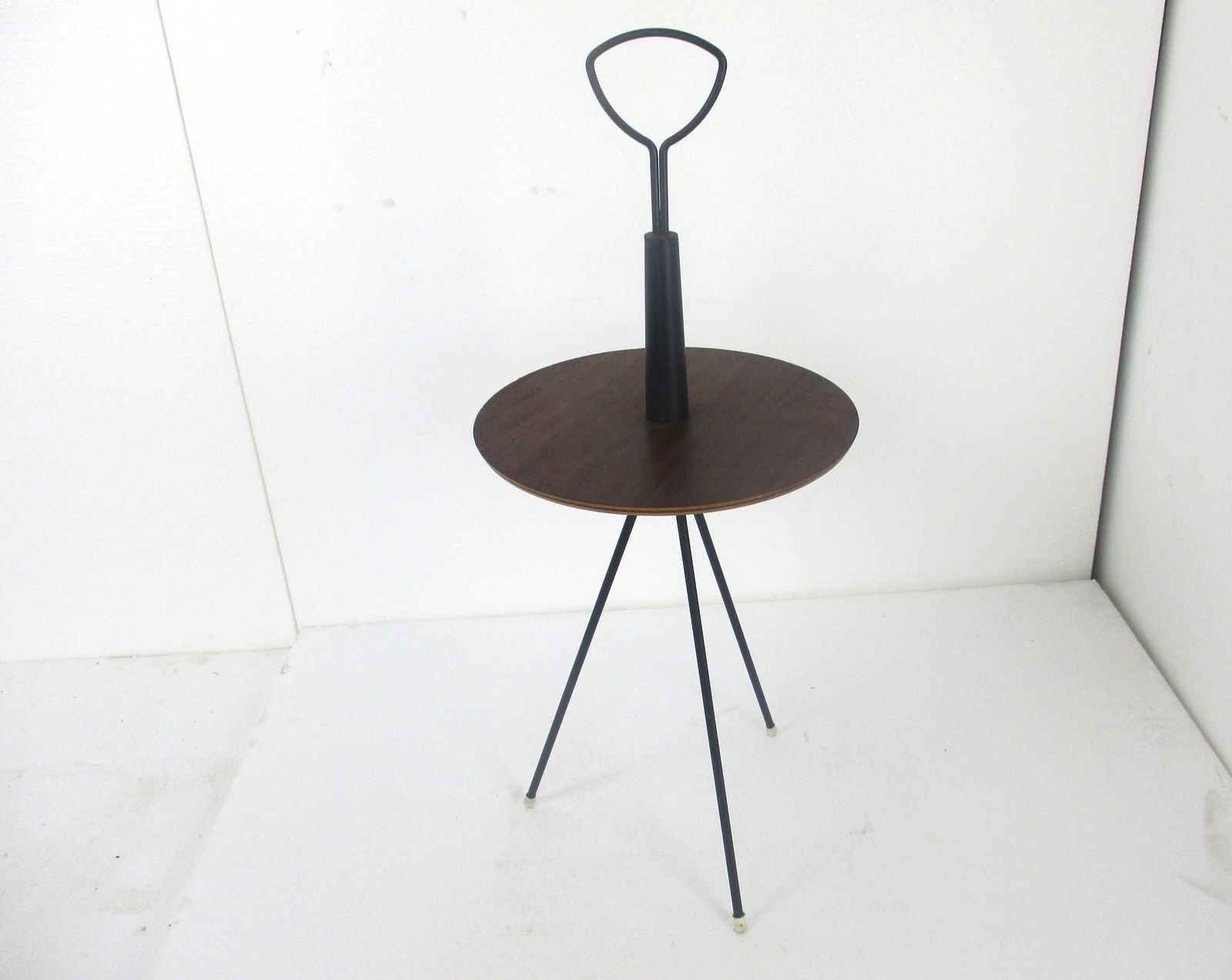 Pedestal Plant Stand Side Occasional Table  Vintage Wood Modernist Tripod Very R photo furniture