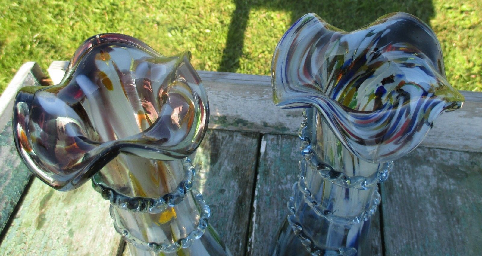 Couple Of  Vases Legras Touches Of Color Design France French Swirled Edge photo Home Decor