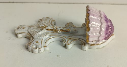 Sweet Antique Holy Water Font Bisque Porcelain Crucifixion Wall Hanging Christia photo 81.0