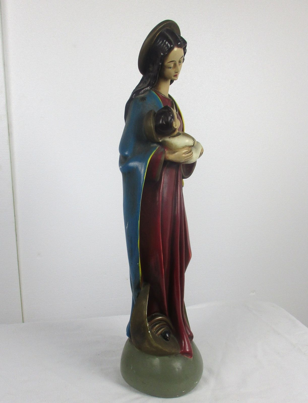 Xl Chapel Virgin Mary Madonna Our Lady With Infant Child Plaster Statue  Gorgeou photo Art