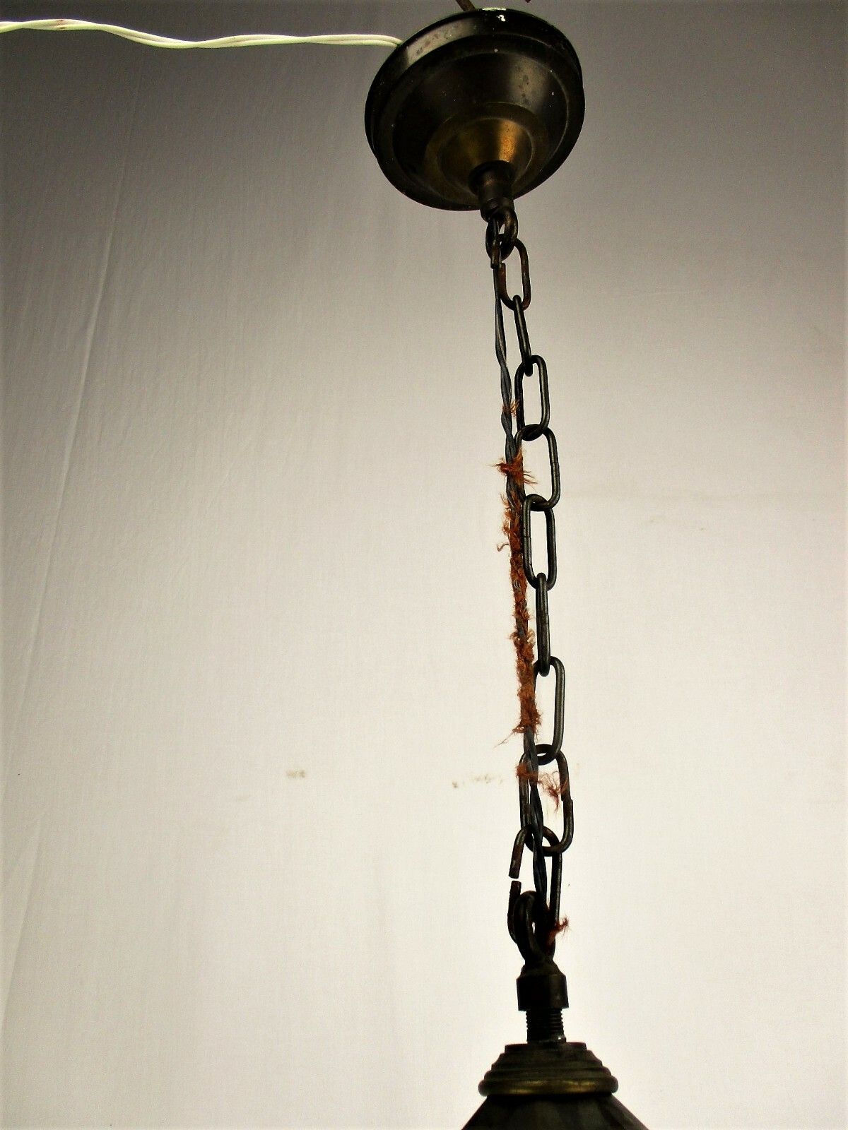 Art Deco French Lantern Pendant Chandelier Iron Bubbled Colored Glass Htf photo buy