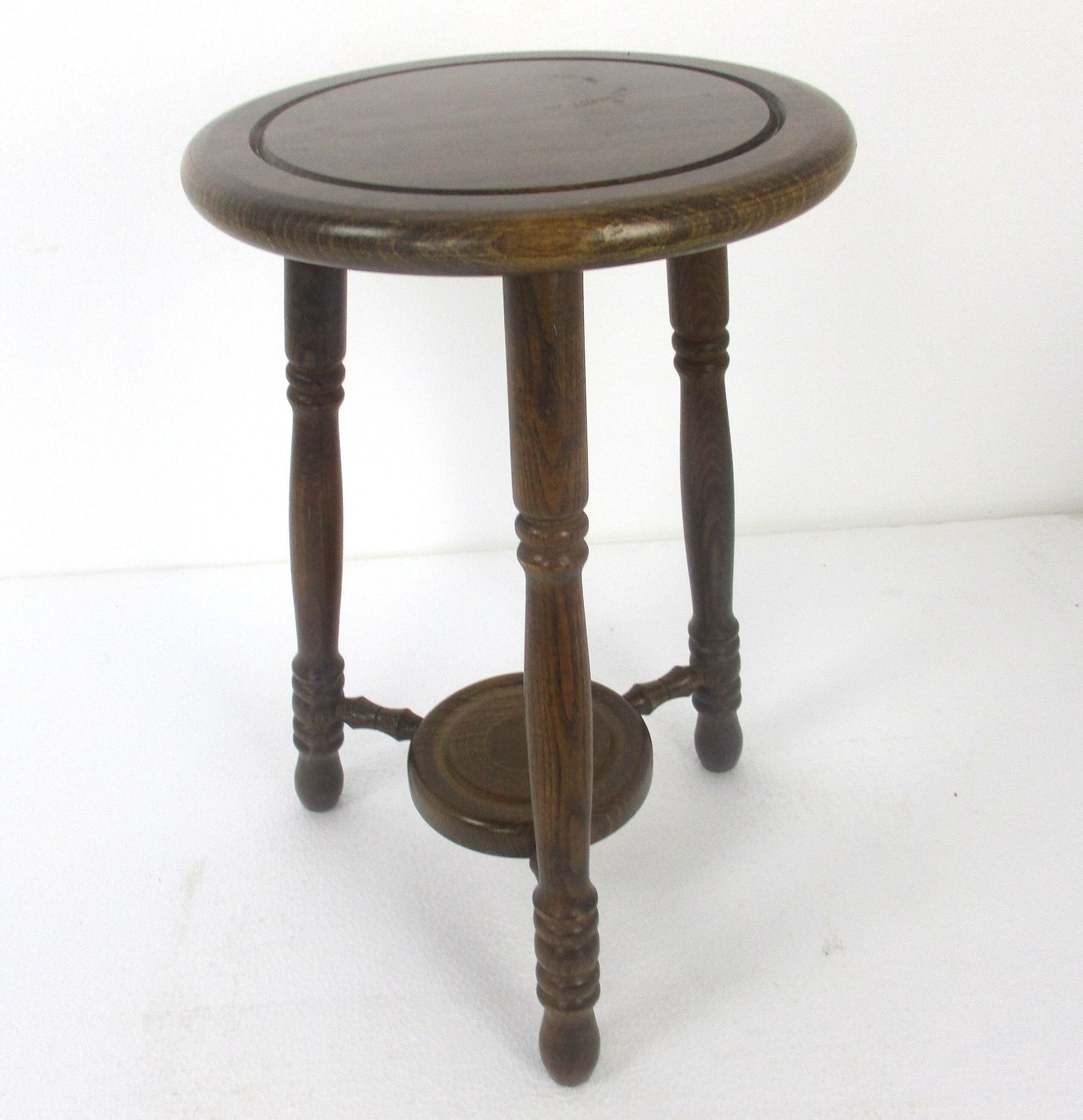 Vintage Wooden Side Wine Table Pedestal Plant Stand Milking Stool Two Tier Beaut photo vinterior