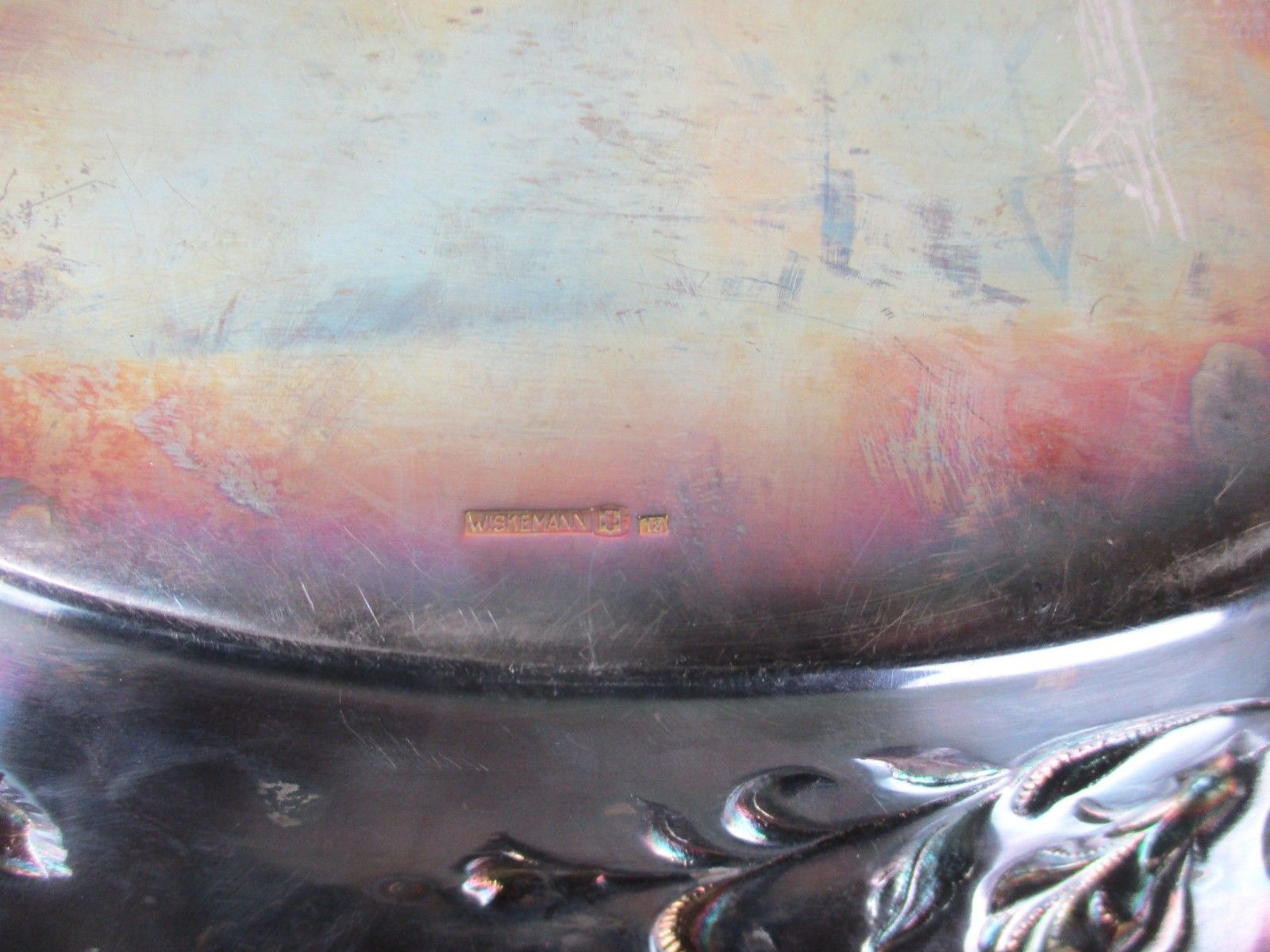 Art Nouveau Wiskemann Belgium Silver Plated Tray Serving Basket Flowers Handles photo buy