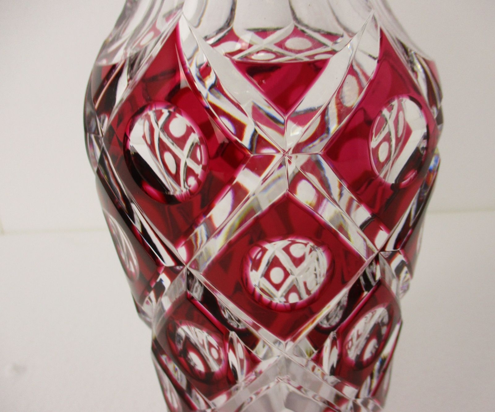Val St Lambert Crystal Vase Cut To Clear Cranberry Charles Graffart 1950s Extrem photo furniture