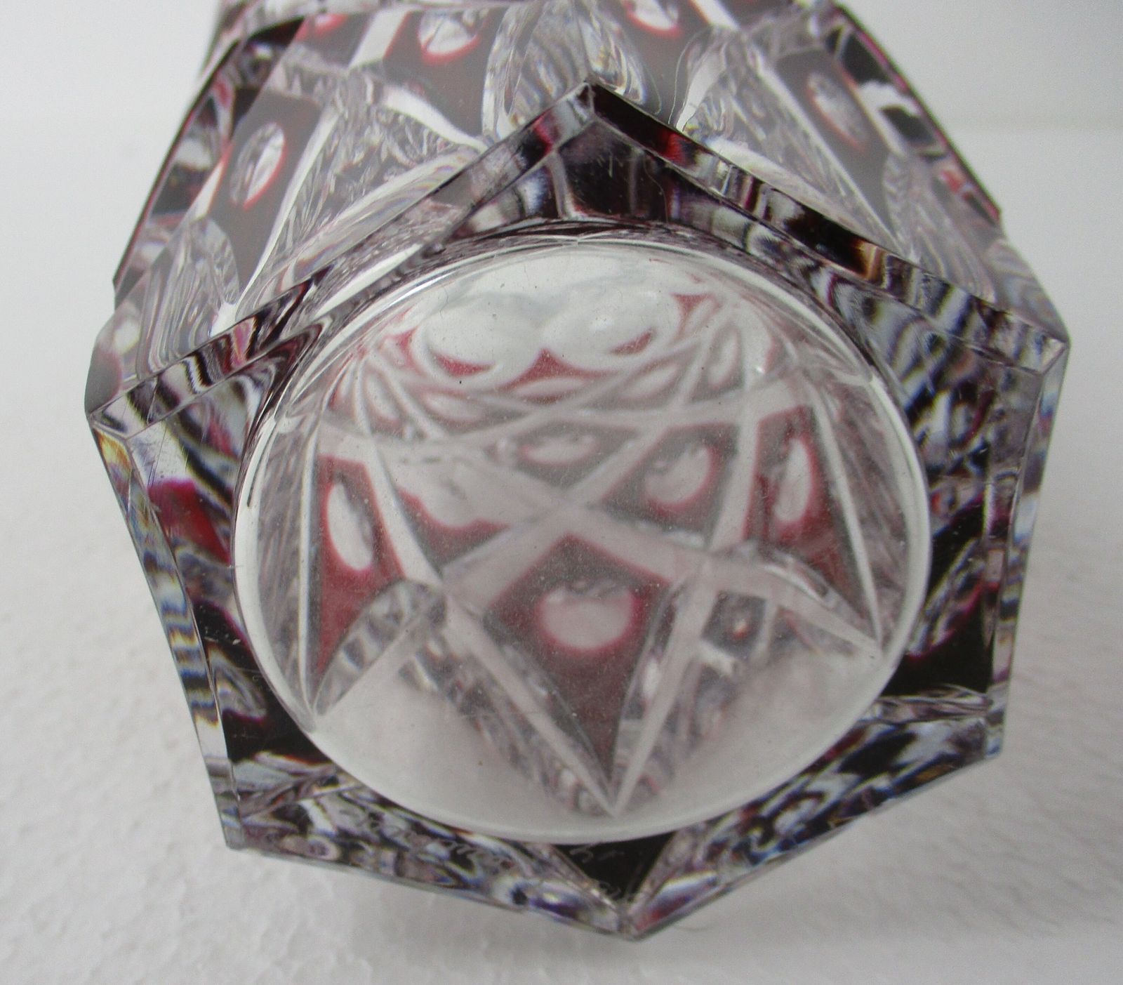 Val St Lambert Crystal Vase Cut To Clear Cranberry Charles Graffart 1950s Extrem photo buy