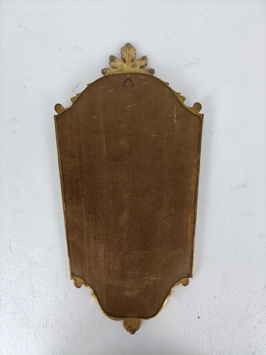 Ornate Mirror Resine Gold Gilded Ornate Hollywood Regency Style Shell photo vintage