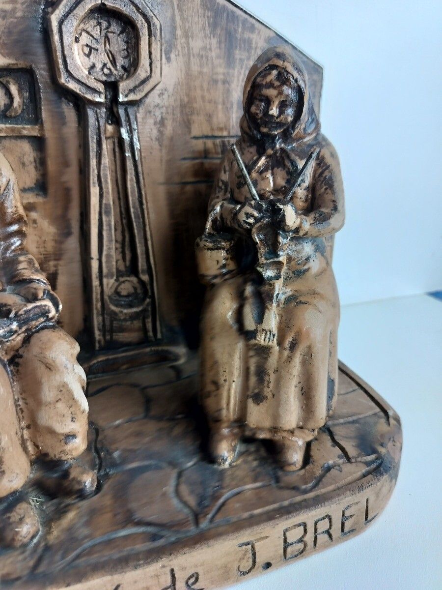 Statue Resin After Les Vieux De Jacques Brel Elderly Couple Lovely photo Art