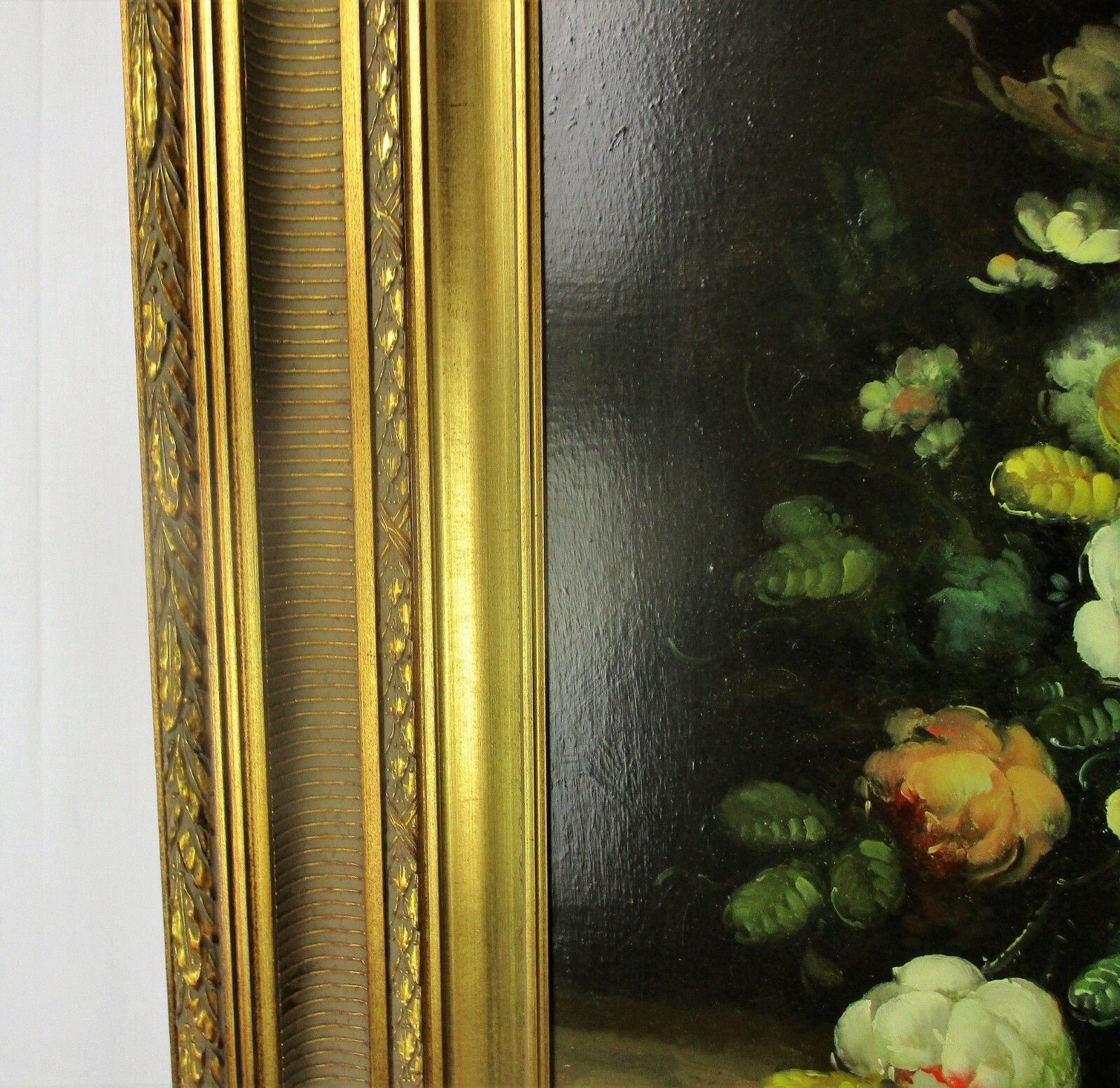 Oil Painting  Canvas Framed Gorgeous Frame Signed Lopez Still Life Bouquet photo 334.0
