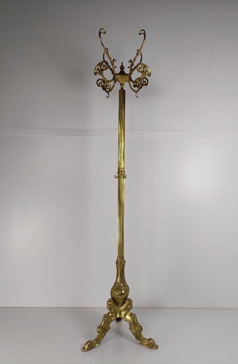 Standing Hall Tree Coat Hallway Rack Brass Eyecatcher Mermaids Base Hollywood Re photo furniture