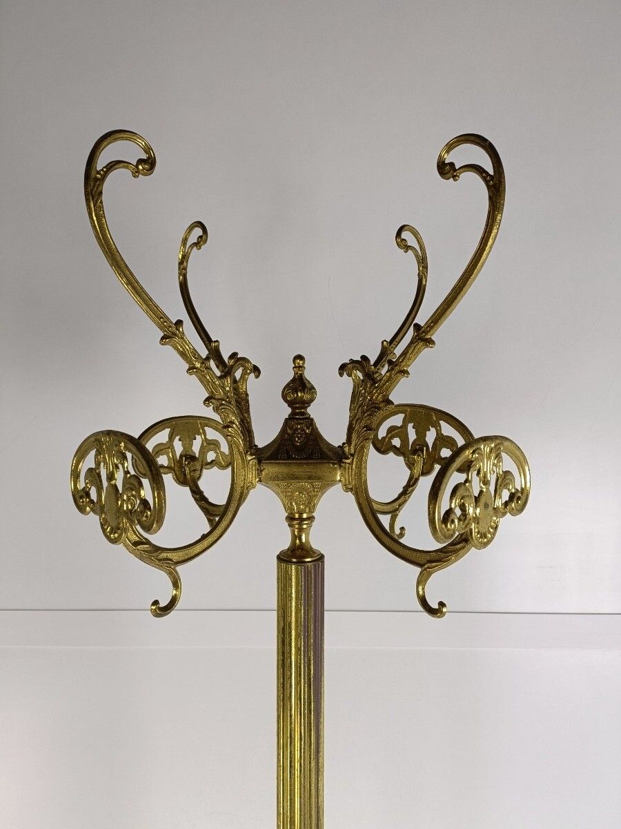 Standing Hall Tree Coat Hallway Rack Brass Eyecatcher Mermaids Base Hollywood Re photo vinterior