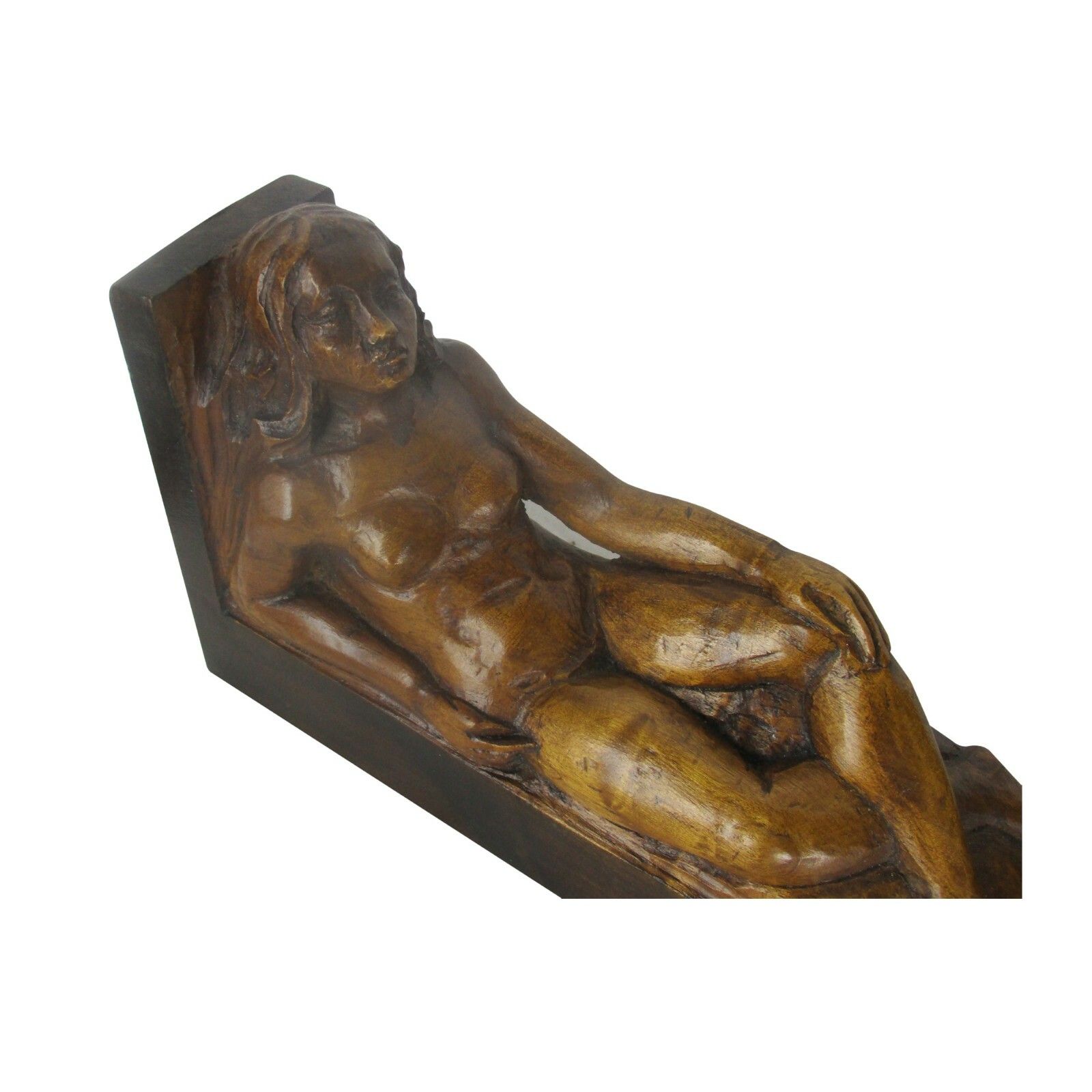 Two Gorgeous Hand Carved Wood Bookends Female Nudes Pieces Of Art photo Home Decor