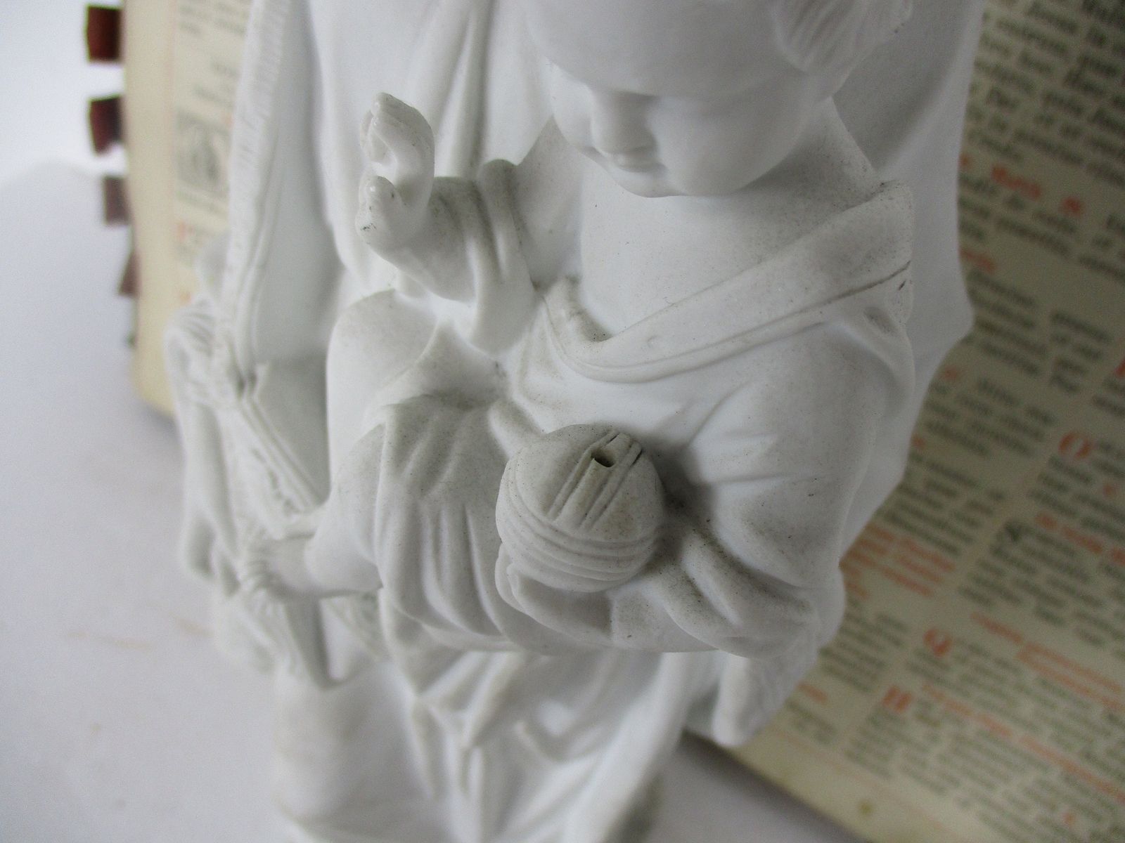 Antique Bisque Porcelain Statue Virgin Our Lady Mary Infant Jesus Gorgeous Frenc photo vinterior